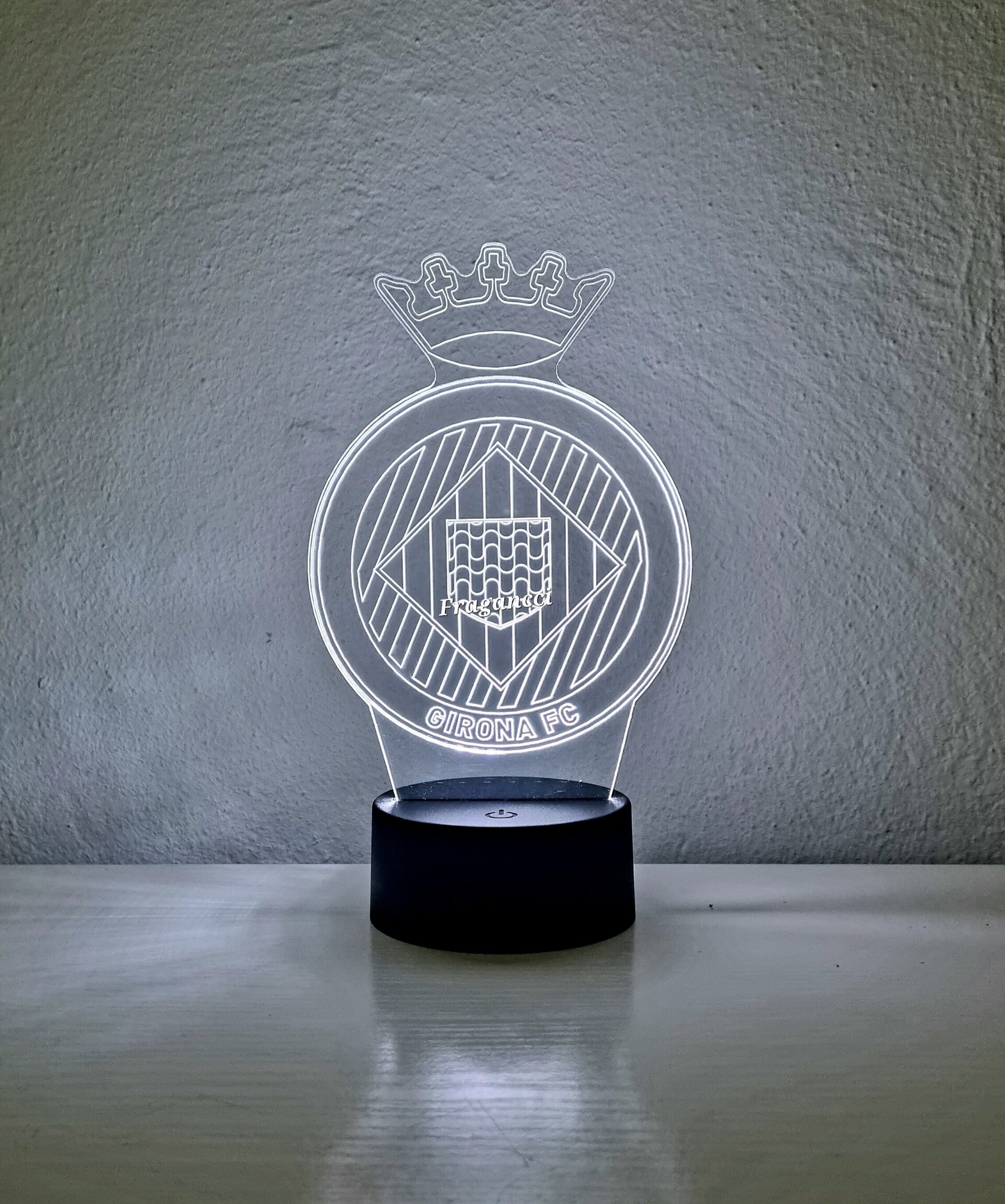 Lampara led 3d Escudo Futbol Girona personalizable, Lámpara led sobremesa - 3