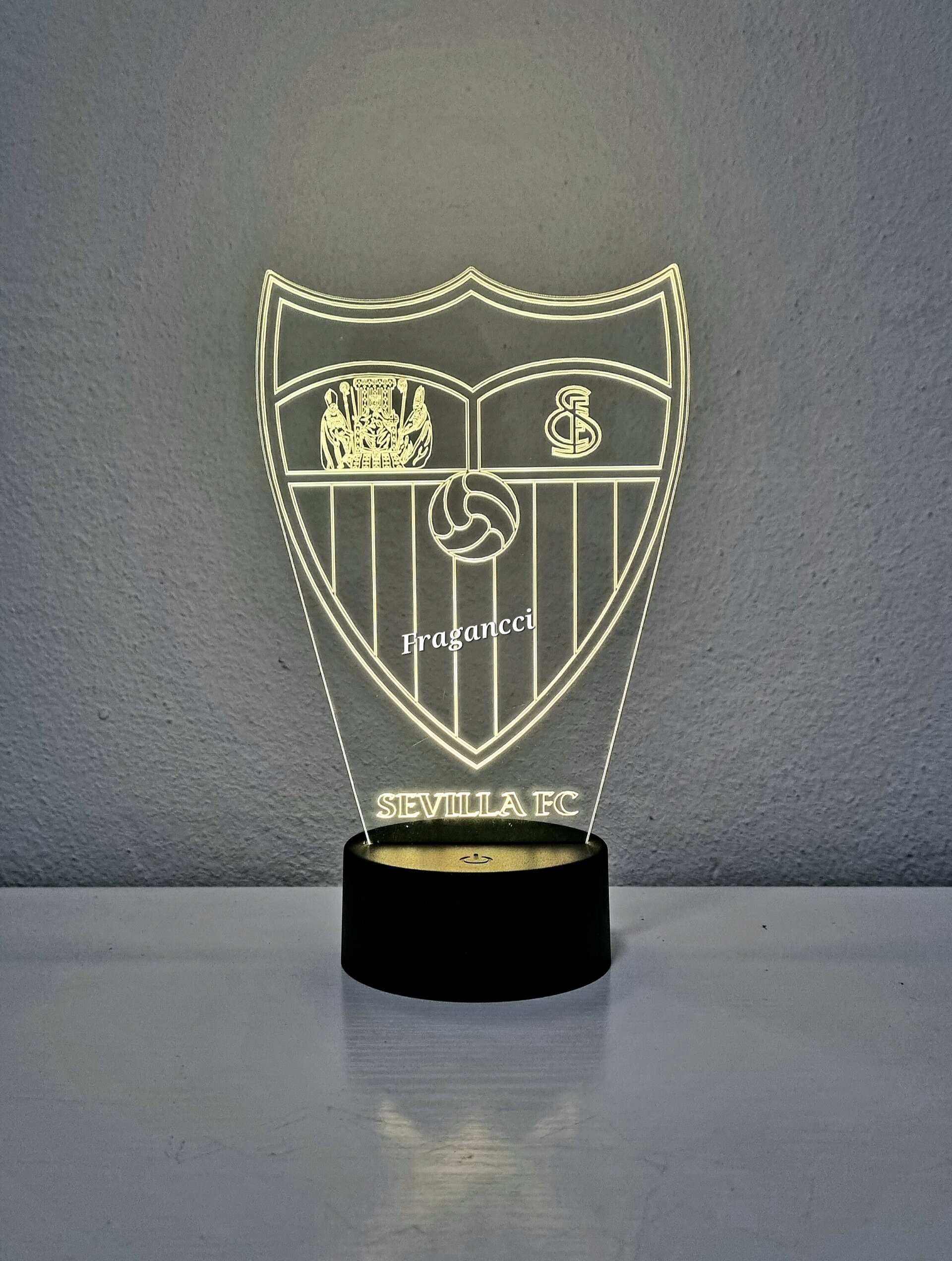 Lampara led 3d Escudo Futbol Sevilla personalizable, Lámpara led sobremesa - 8