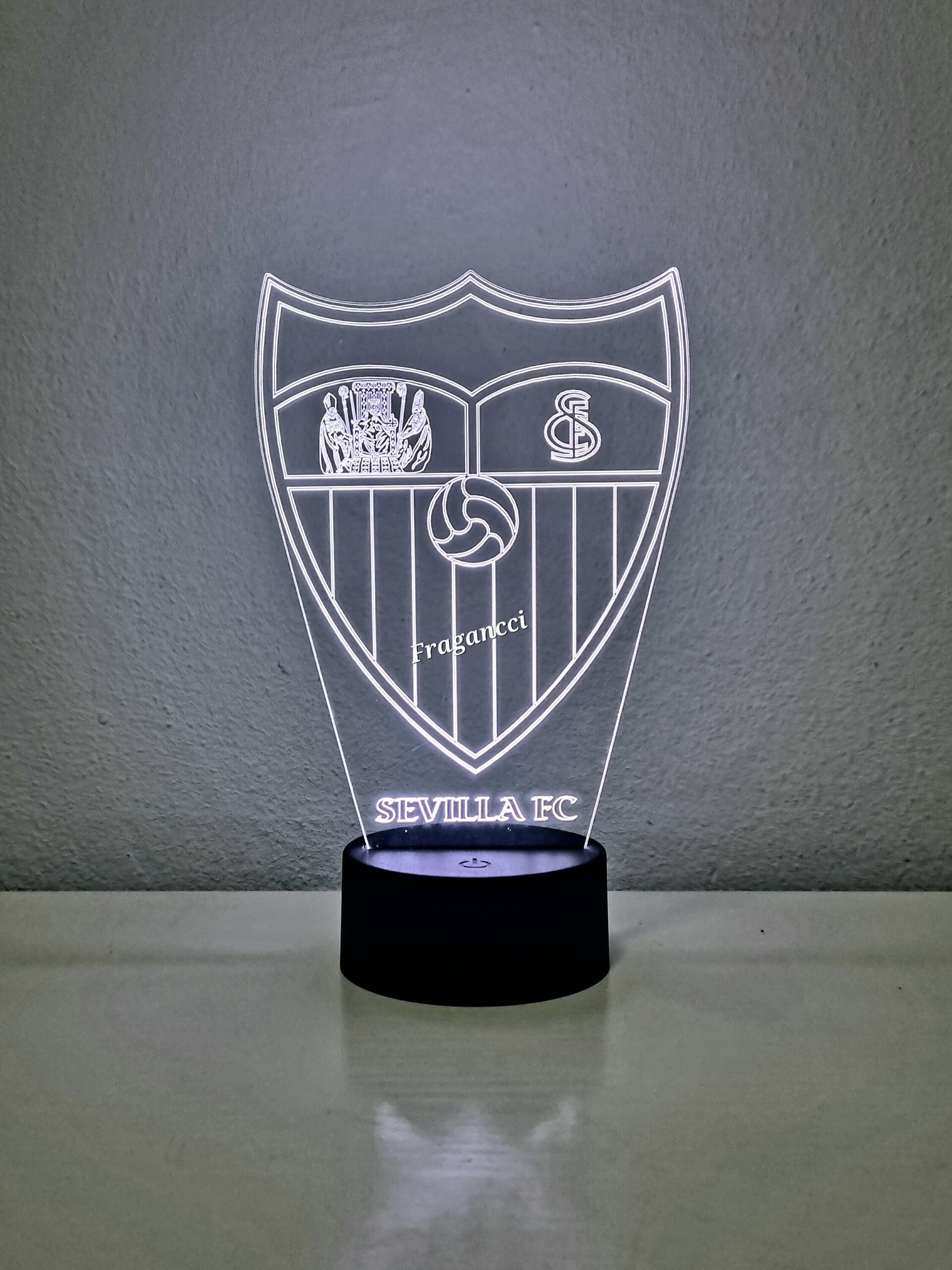Lampara led 3d Escudo Futbol Sevilla personalizable, Lámpara led sobremesa - 7