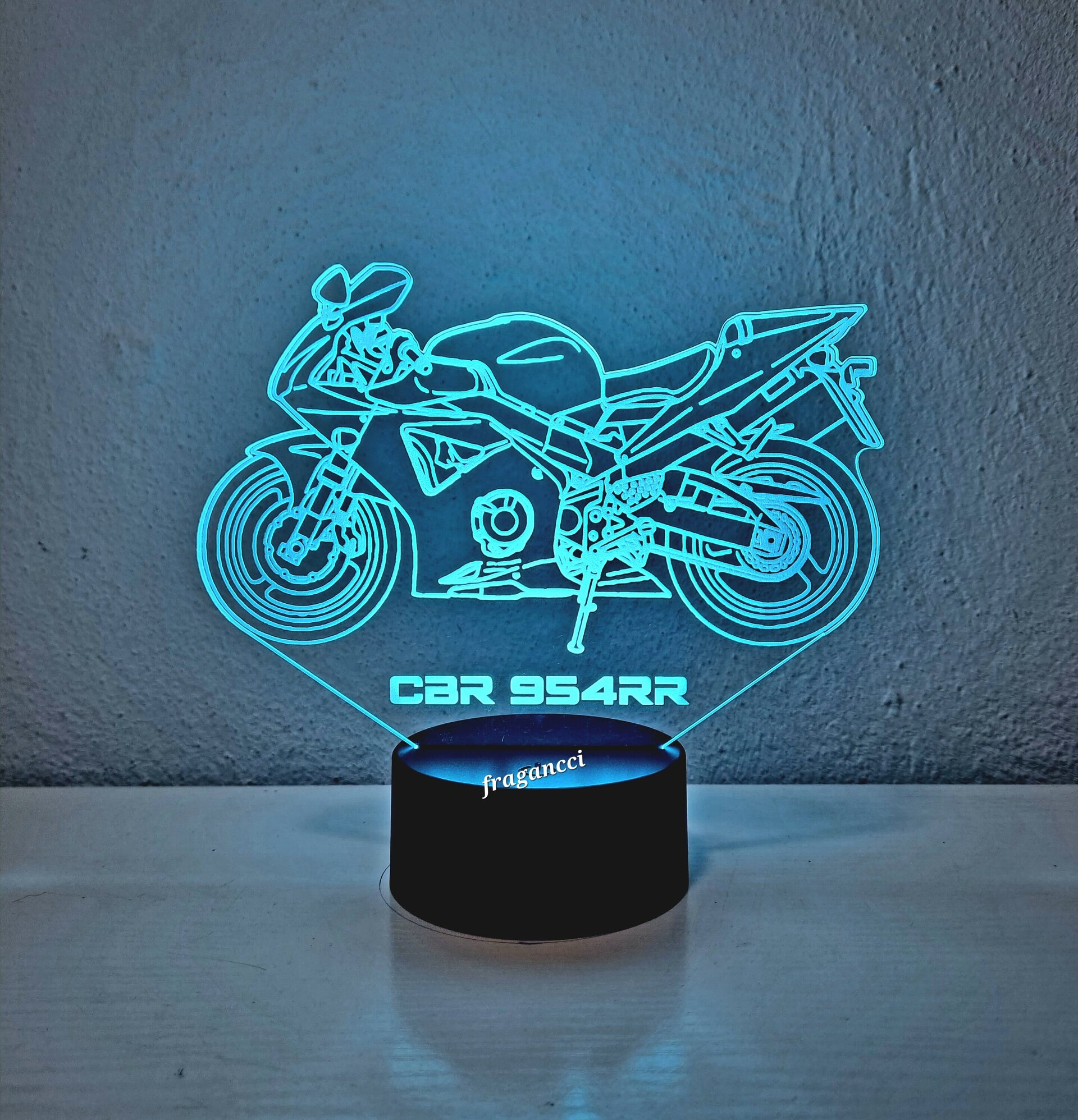 Lampara led 3d moto Hond a Cbr 954 personalizable, Lámpara led sobremesa - 4