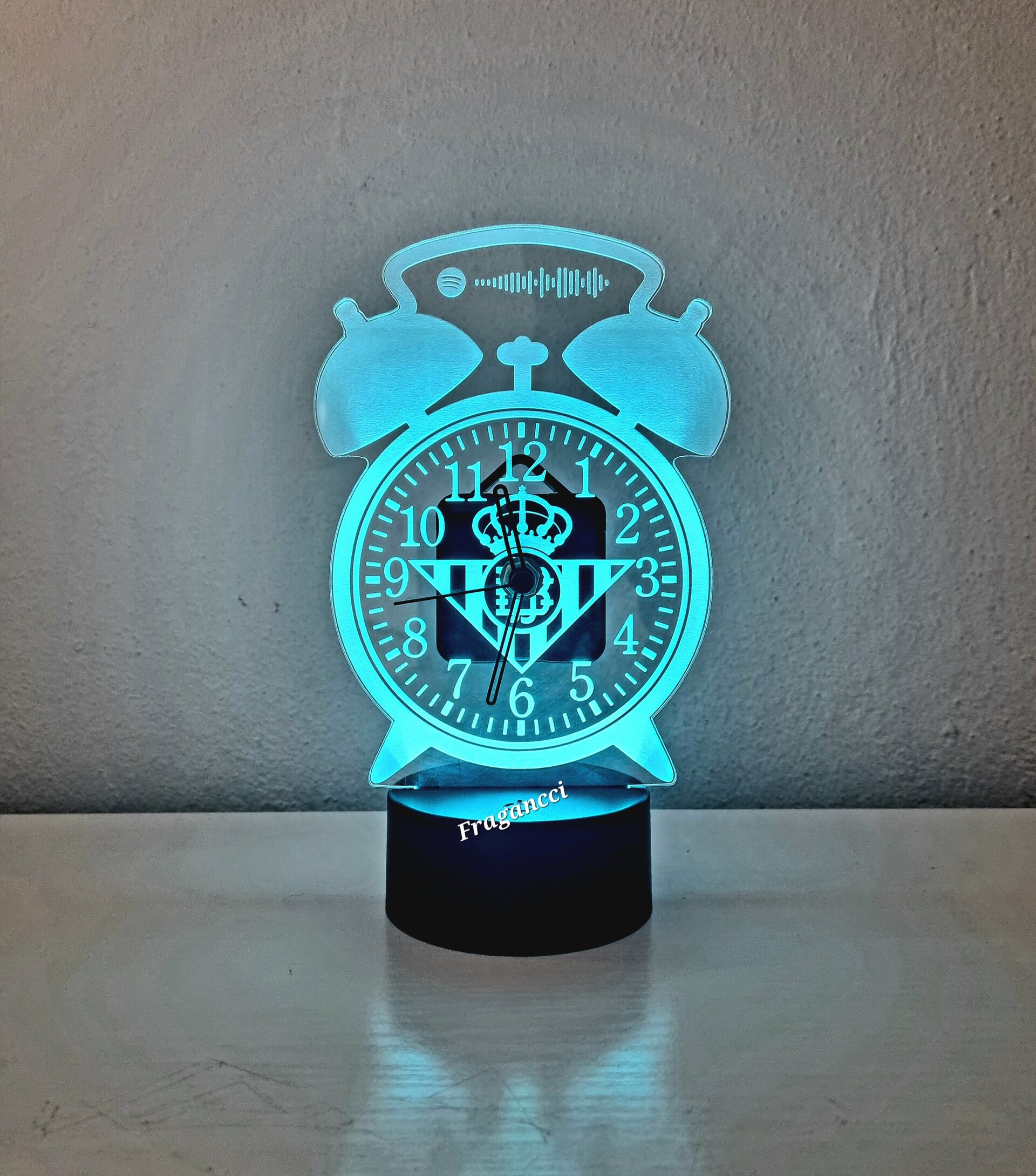 Lampara led 3d sobremesa con Escudo Futbol + Reloj + Himno Betis personalizable - 5