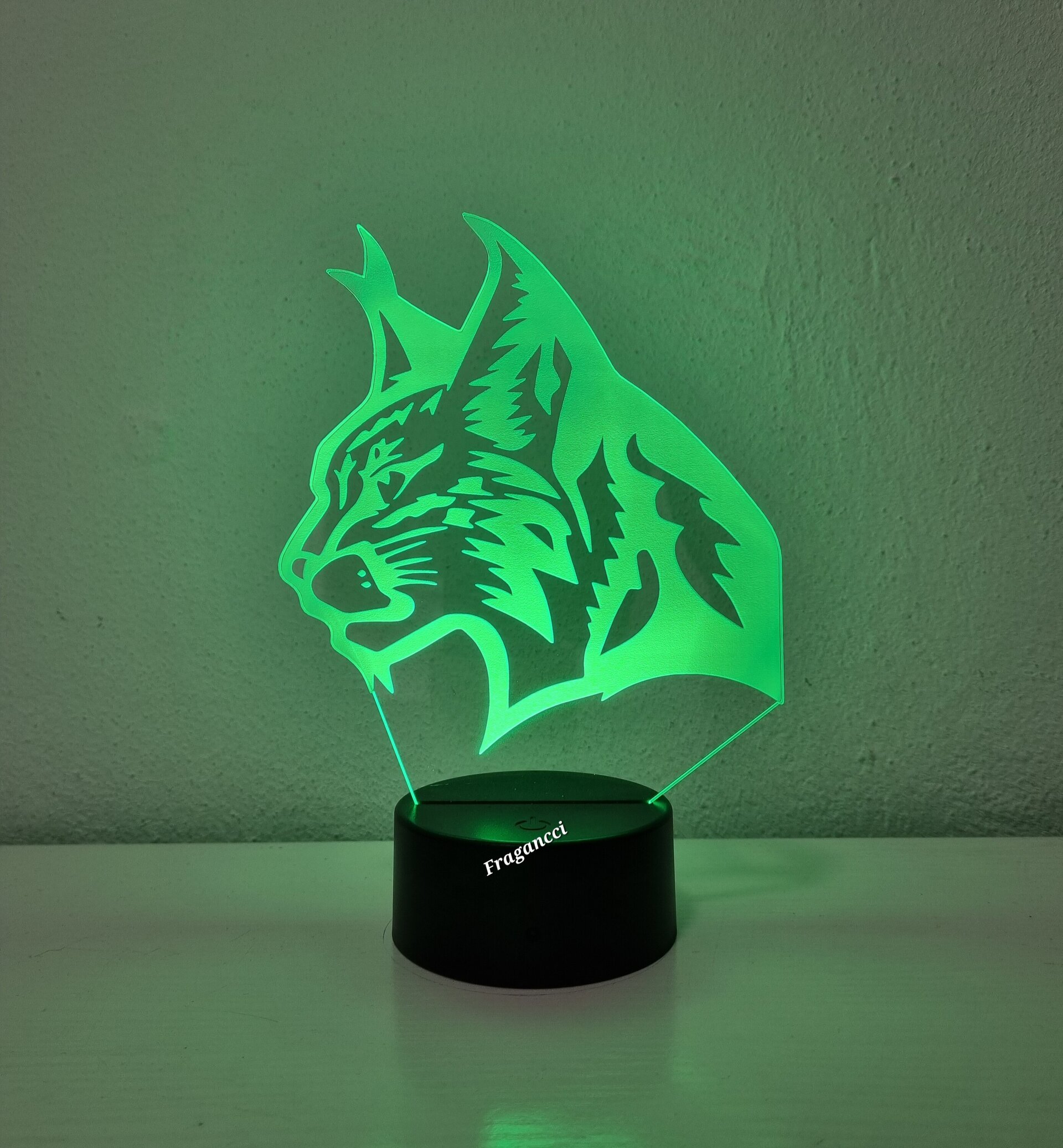 Lampara led 3d Animal Lince personalizable, Lámpara led sobremesa - 8