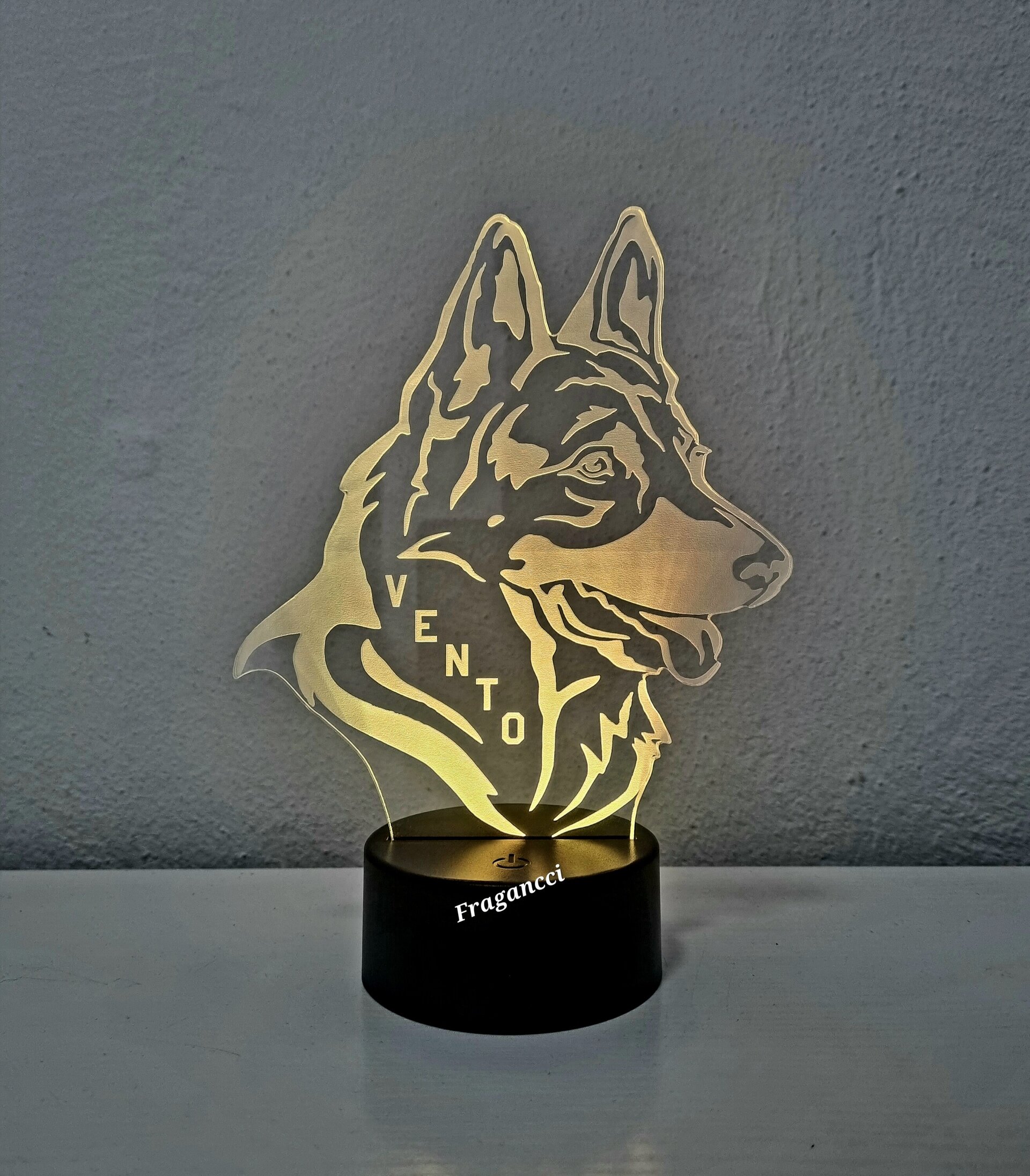 Lampara led 3d Animal Pastor Aleman personalizable, Lámpara led sobremesa - 3
