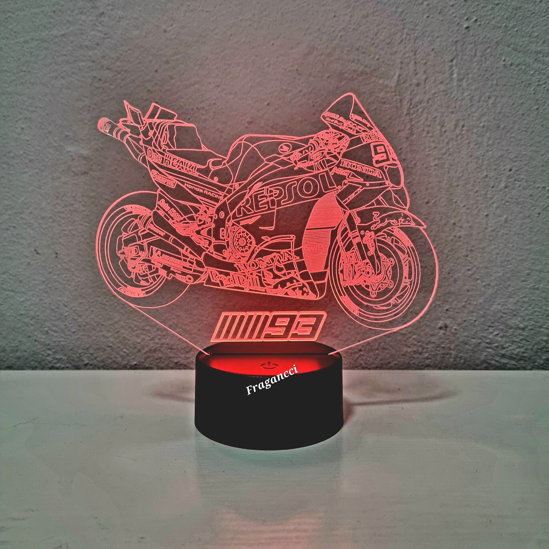 Lampara led 3d moto Hond a Rc213v 2023 personalizable Lámpara led sobremesa - 6