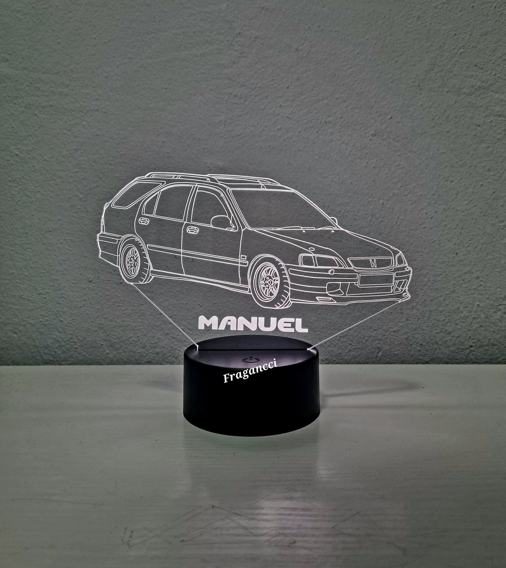 Lampara led 3d Hond a Civi c personalizable, Lámpara led sobremesa - 5