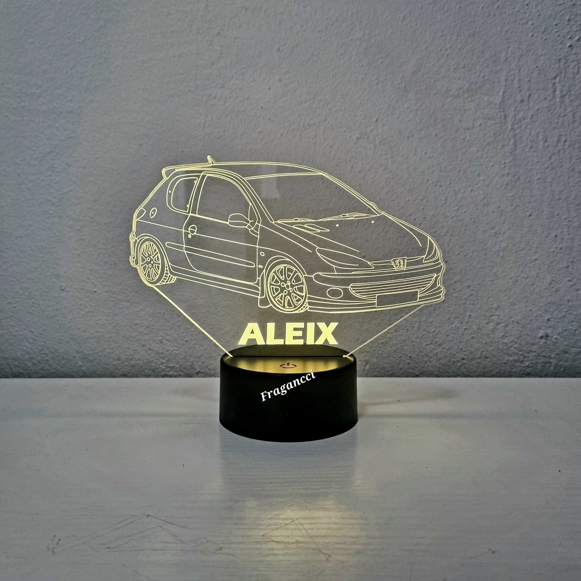 Lampara led 3d Peuge ot 206 Año 2000 personalizable, Lámpara led sobremesa - 8