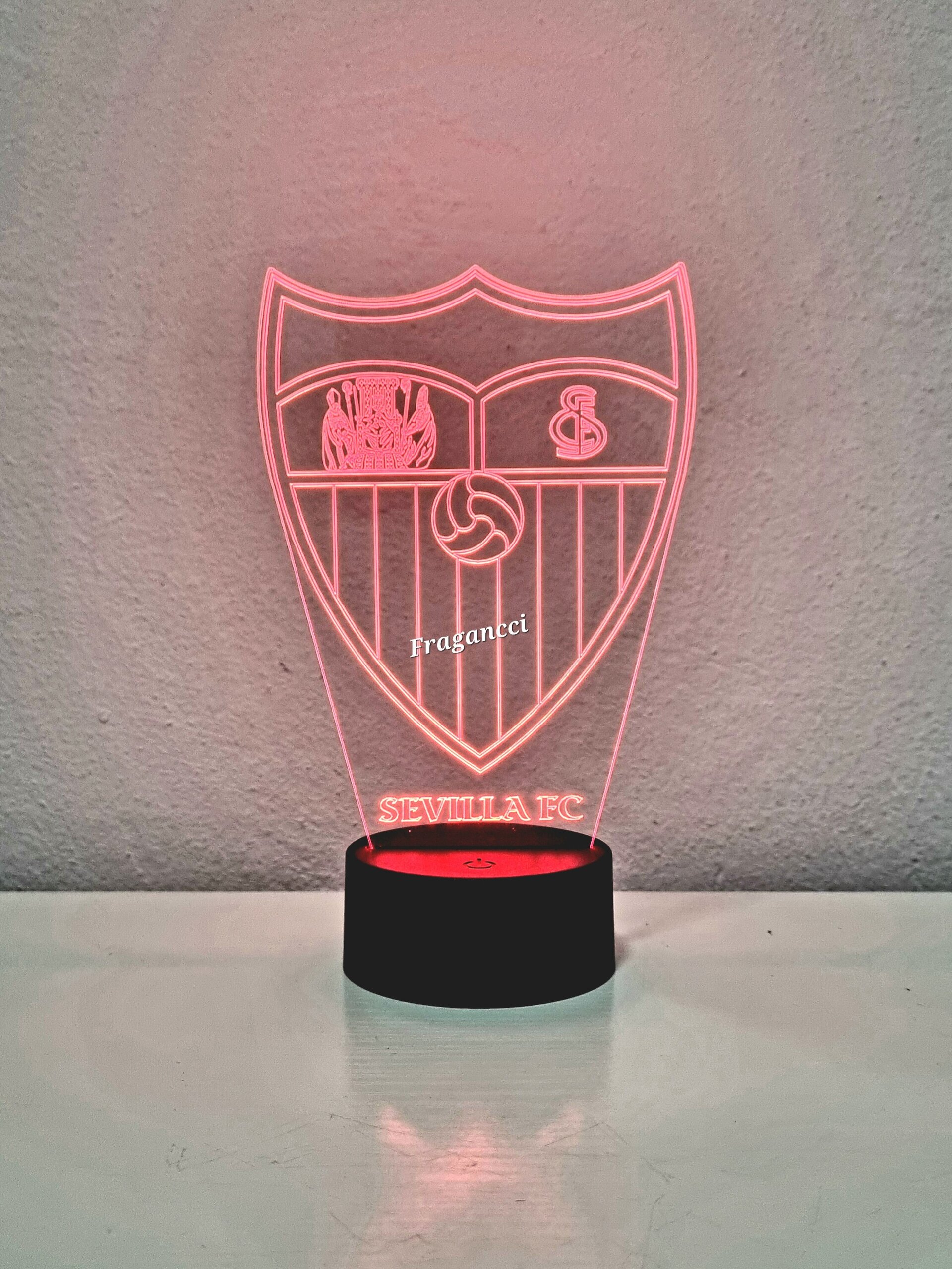 Lampara led 3d Escudo Futbol Sevilla personalizable, Lámpara led sobremesa - 3