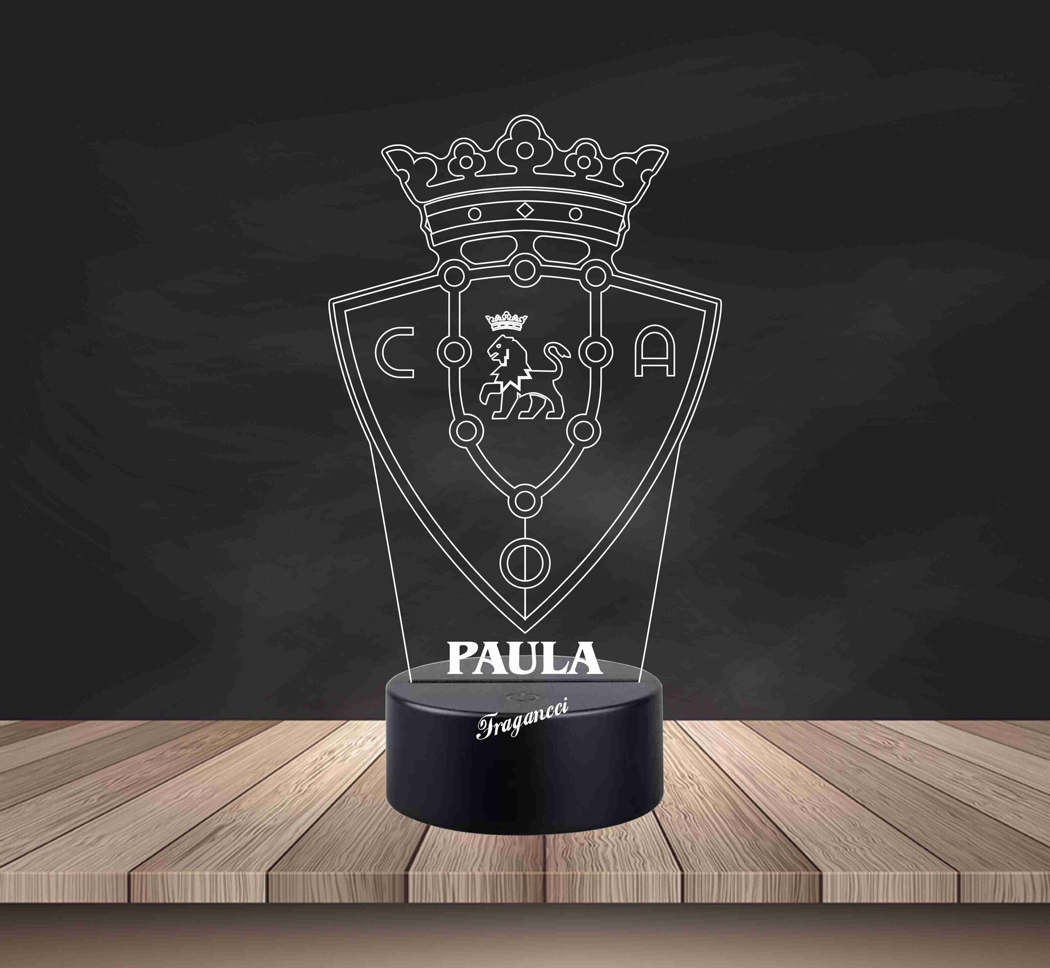 Lampara led 3d Escudo Futbol Osasuna personalizable, Lámpara led sobremesa - 2