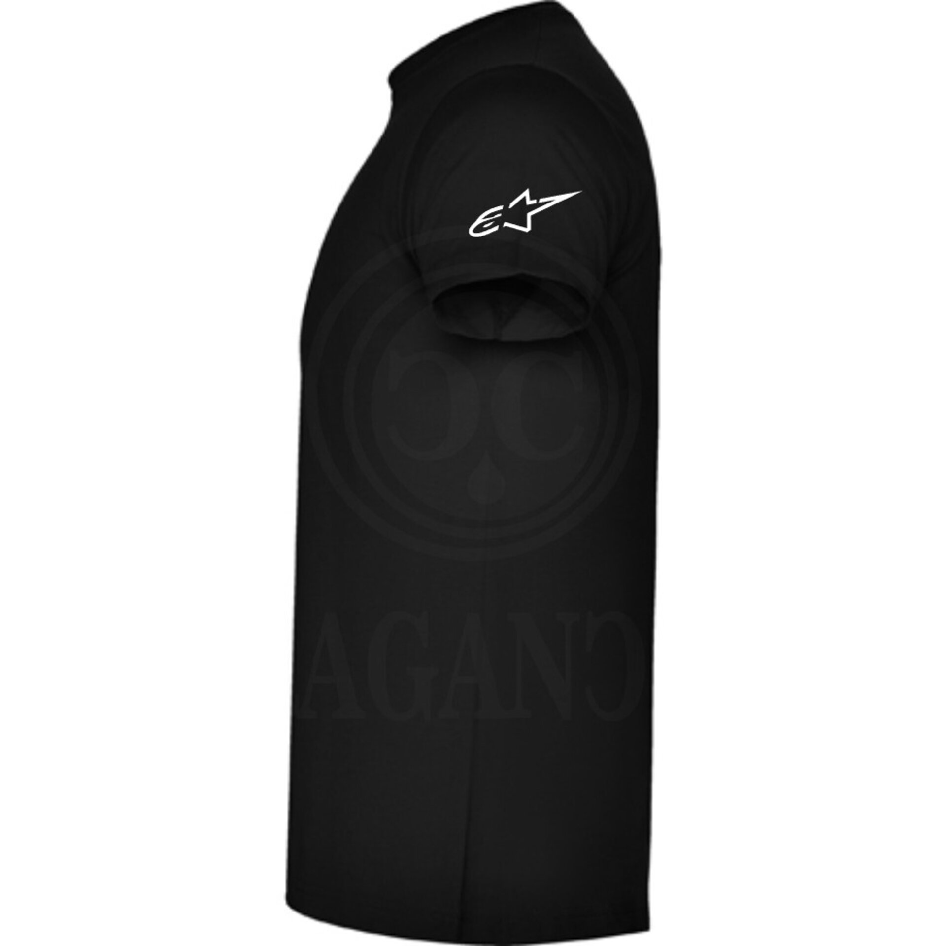 Camiseta negra de algodón para mujer y hombre con logos del mundo motor. Mod. YH - 4