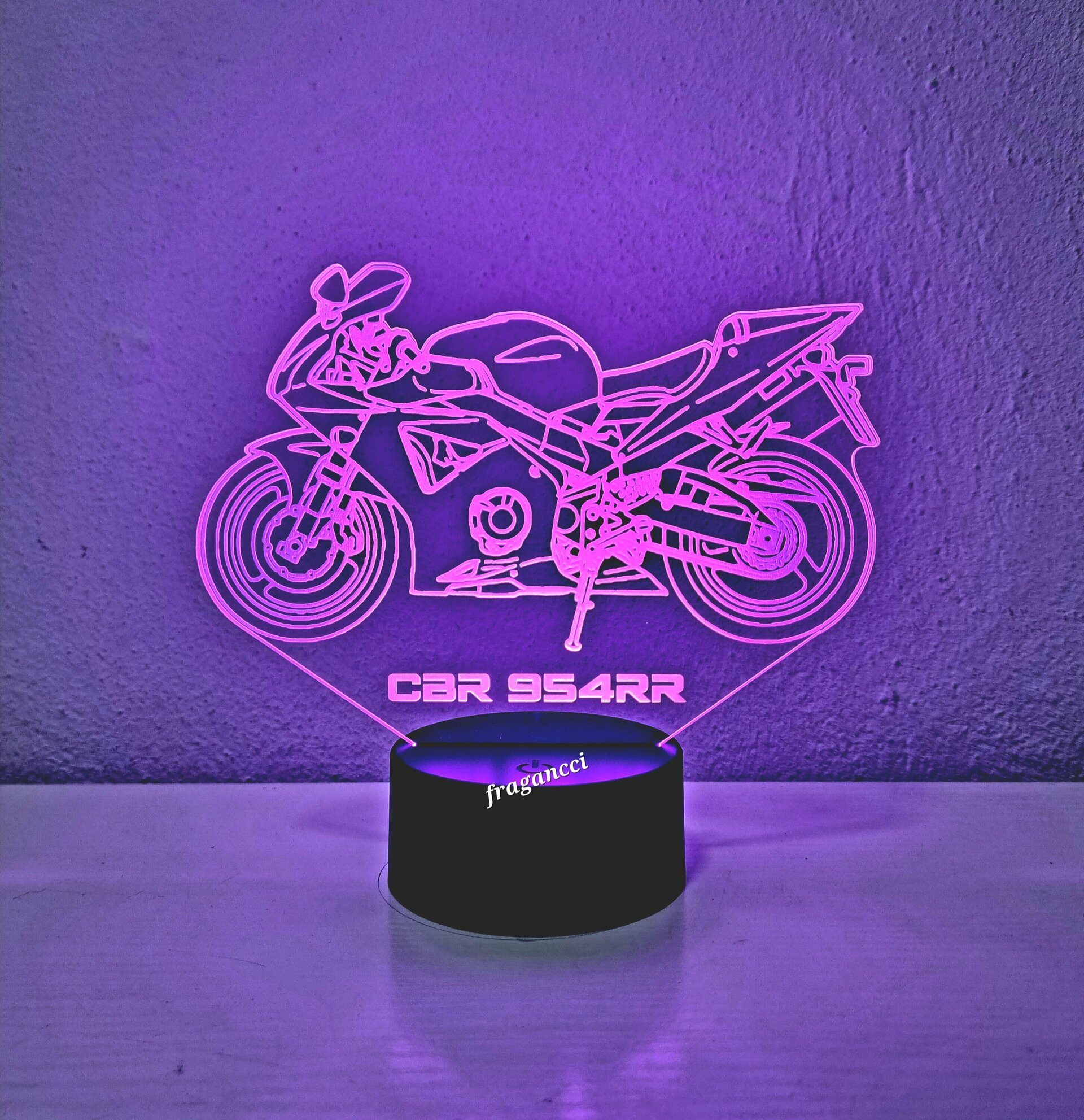 Lampara led 3d moto Hond a Cbr 954 personalizable, Lámpara led sobremesa - 6