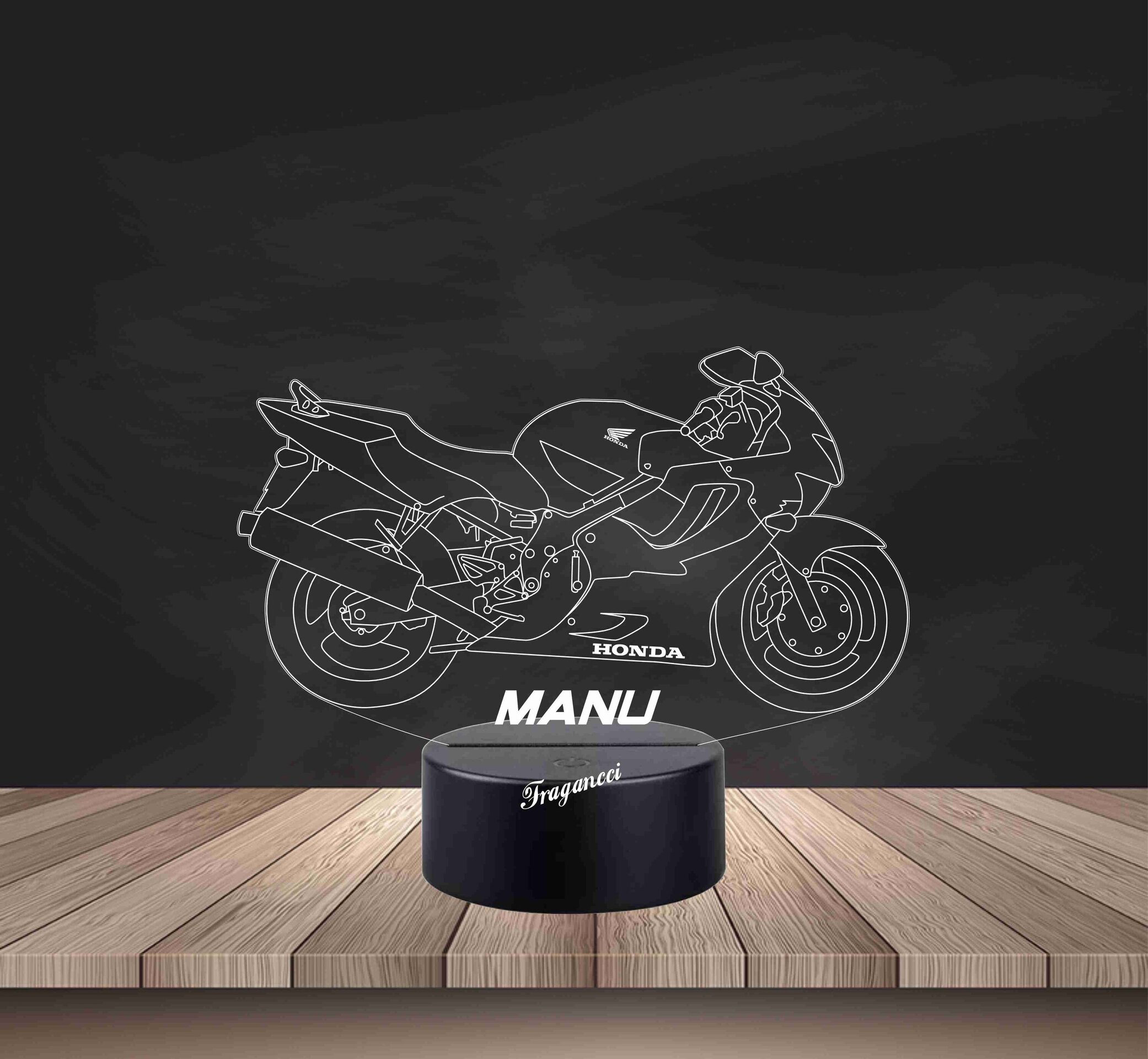 Lampara led 3d moto Hond a Cbr 600 F4 personalizable, Lámpara led sobremesa - 2