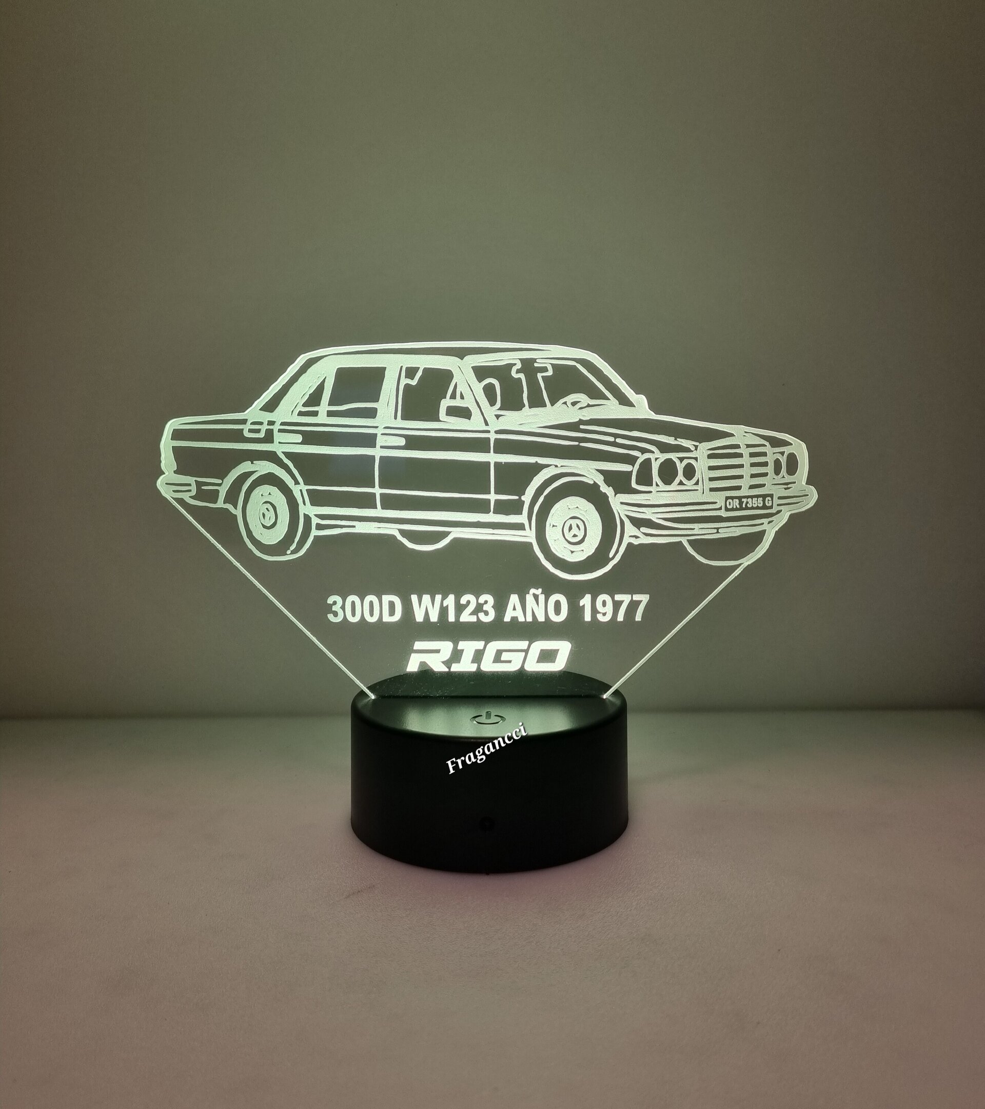 Lampara led 3d Mercede s 300D año 1977 personalizable, Lámpara led sobremesa - 3