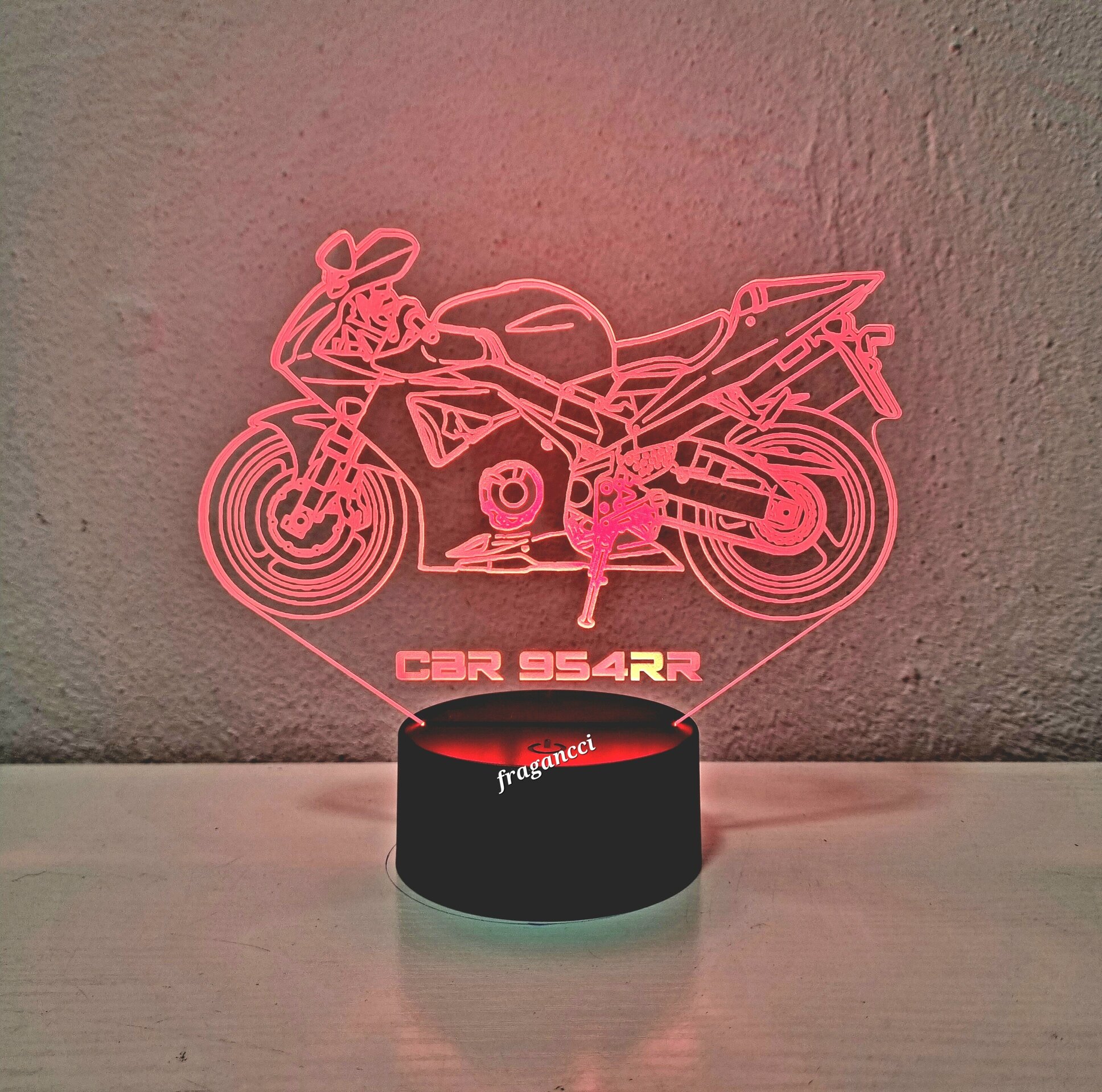 Lampara led 3d moto Hond a Cbr 954 personalizable, Lámpara led sobremesa - 8