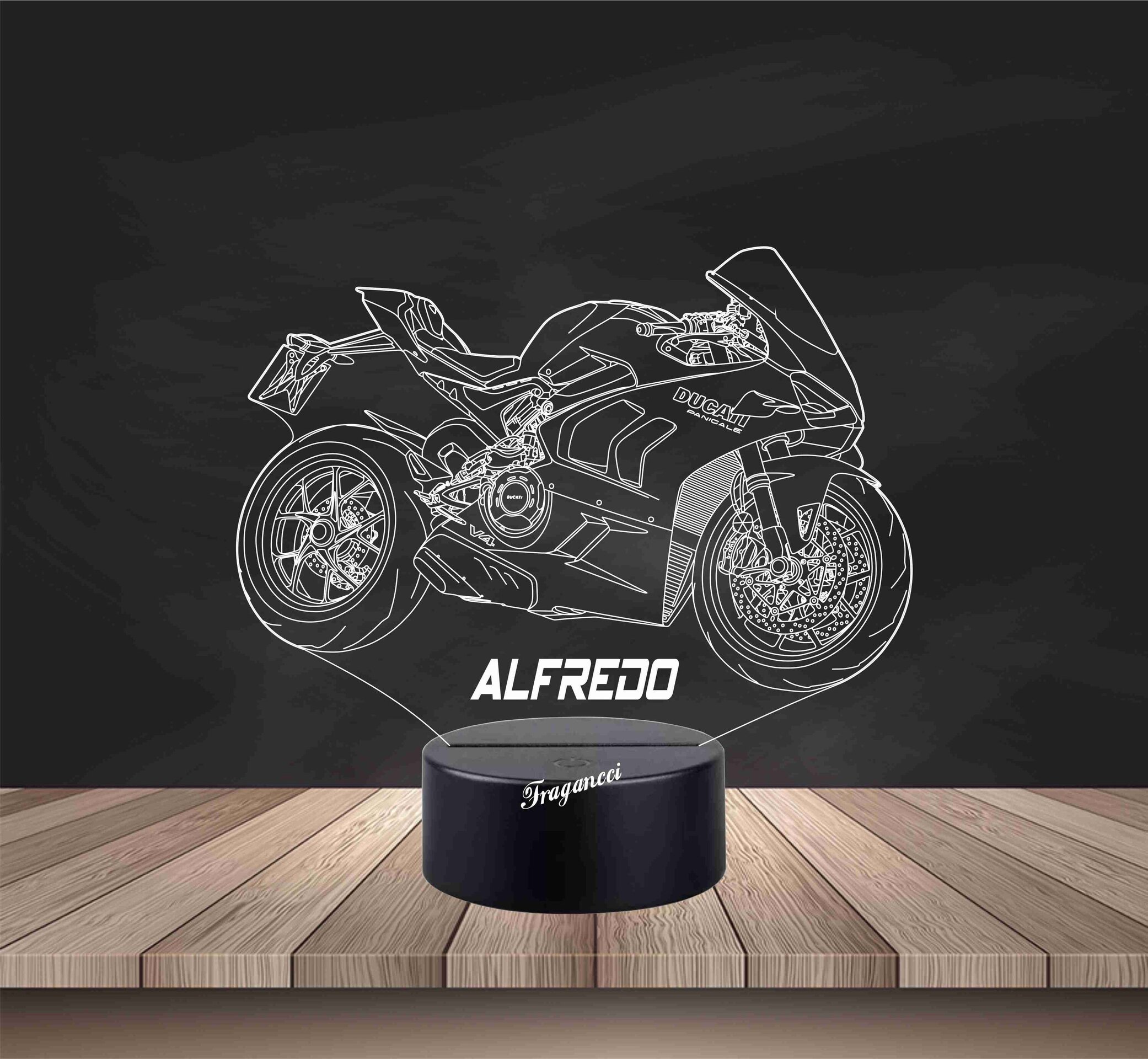 Lampara led 3d moto Ducat i panigale v4s personalizable, Lámpara led sobremesa - 2