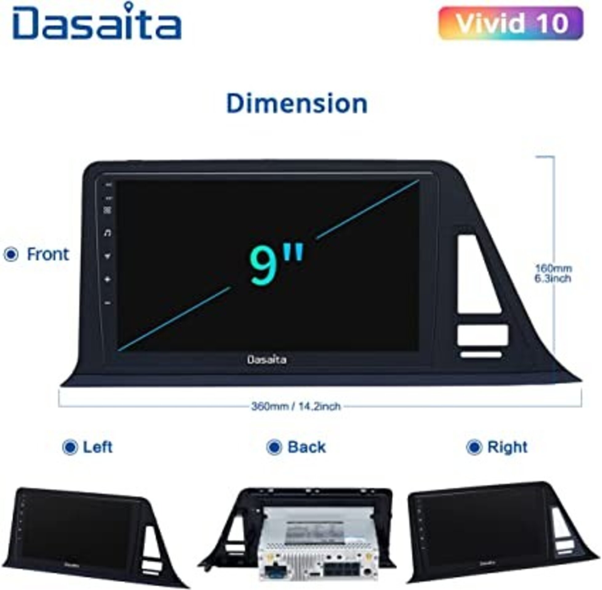 Dasaita Vivid11 Toyota CHR 2016-20 Stereo 9" Carplay Android 11 6G+64G 1280*720 - 4