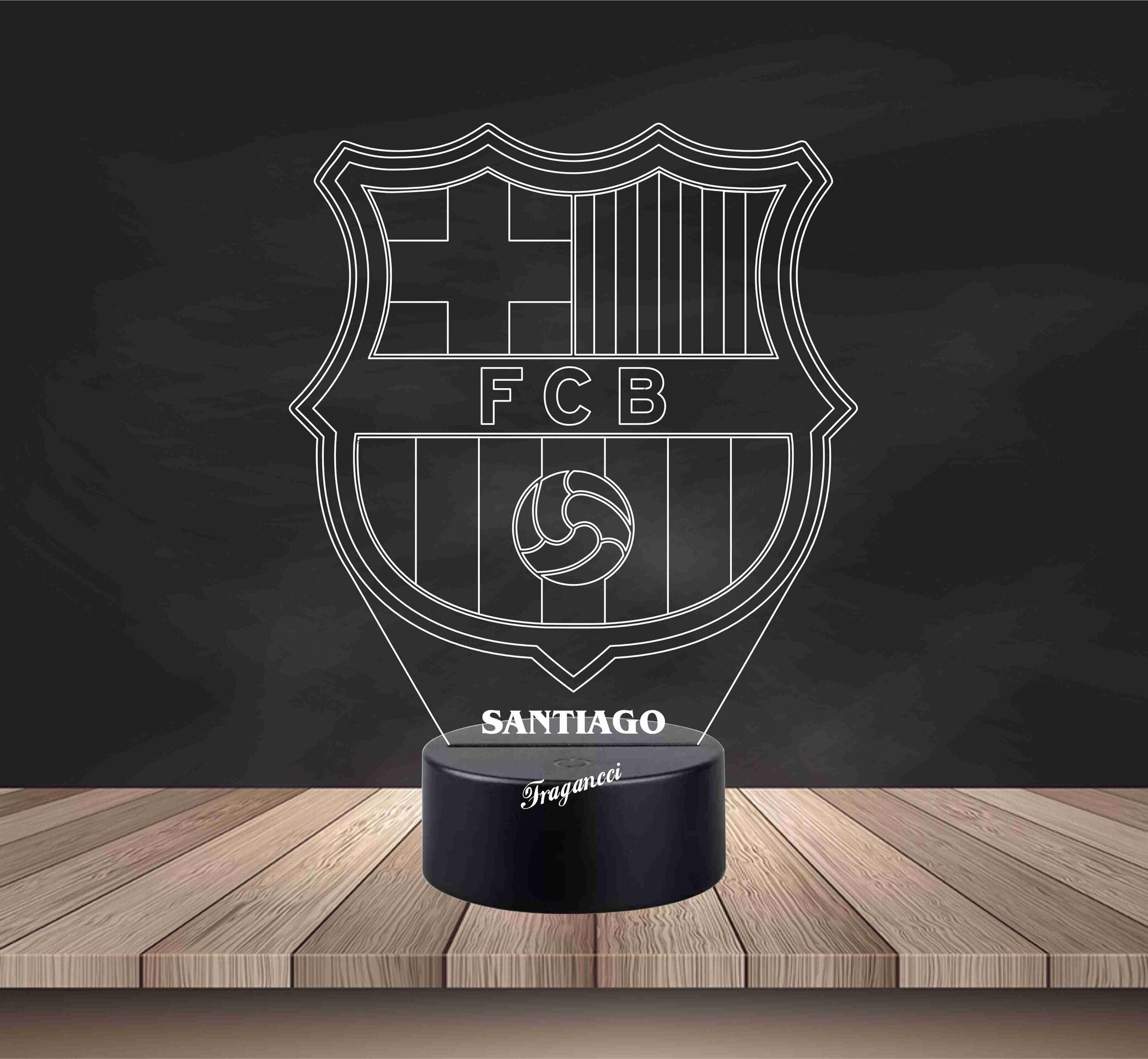 Lampara led 3d Escudo Futbol Barcelona personalizable, Lámpara led sobremesa - 2