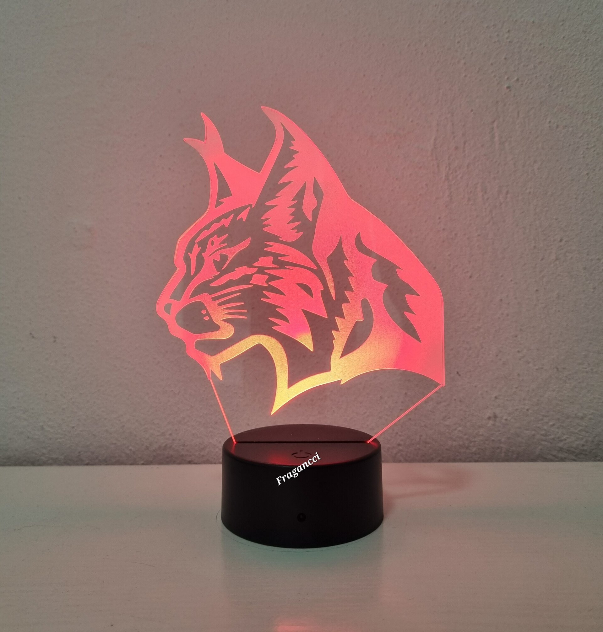 Lampara led 3d Animal Lince personalizable, Lámpara led sobremesa - 9