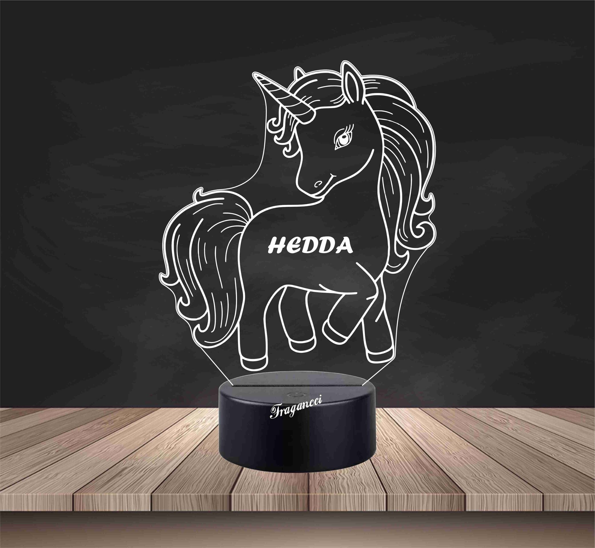Lampara led 3d Animal Unicornio personalizable, Lámpara led sobremesa - 2