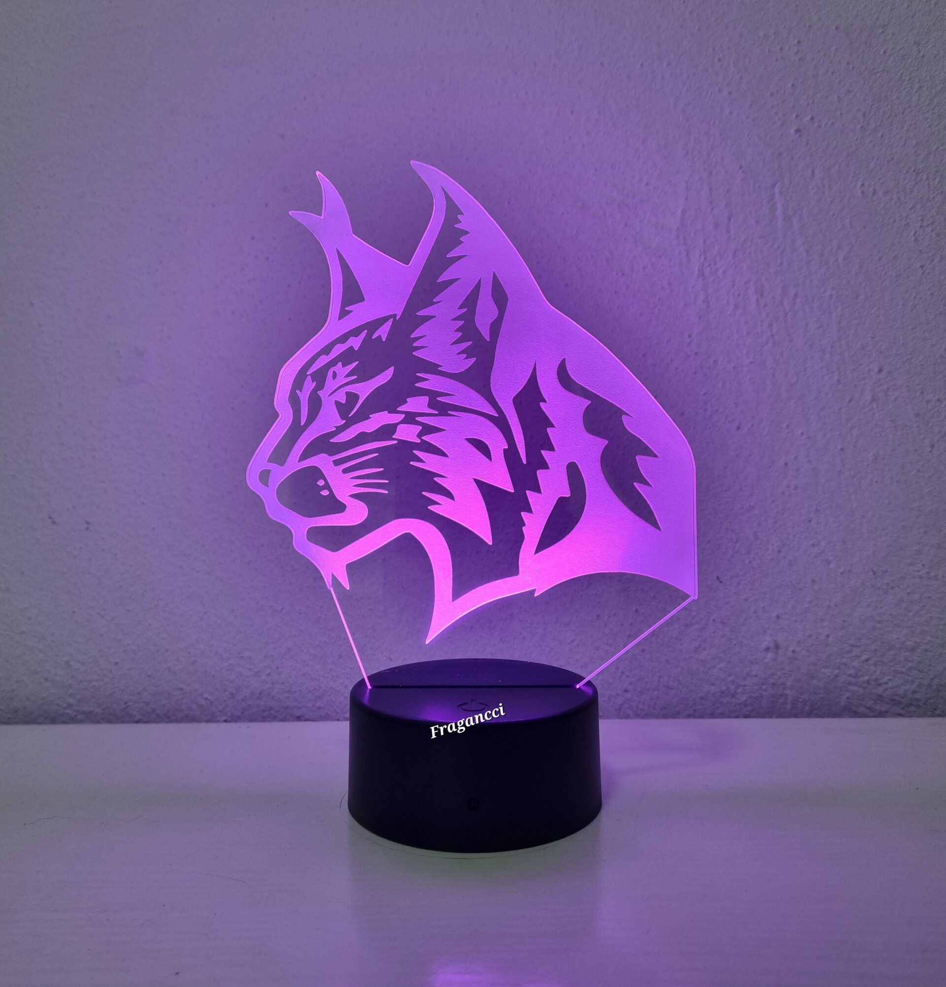 Lampara led 3d Animal Lince personalizable, Lámpara led sobremesa - 6