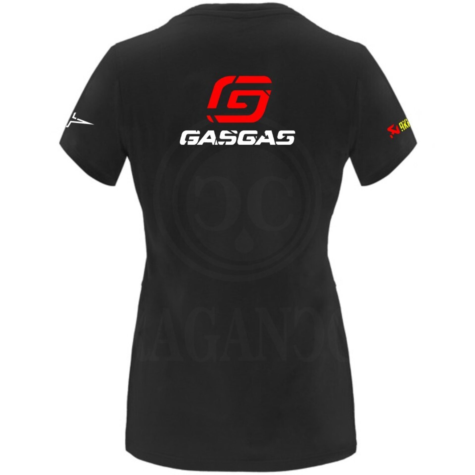 Camiseta negra de algodón para mujer y hombre con logos del mundo motor. Mod. GS - 6