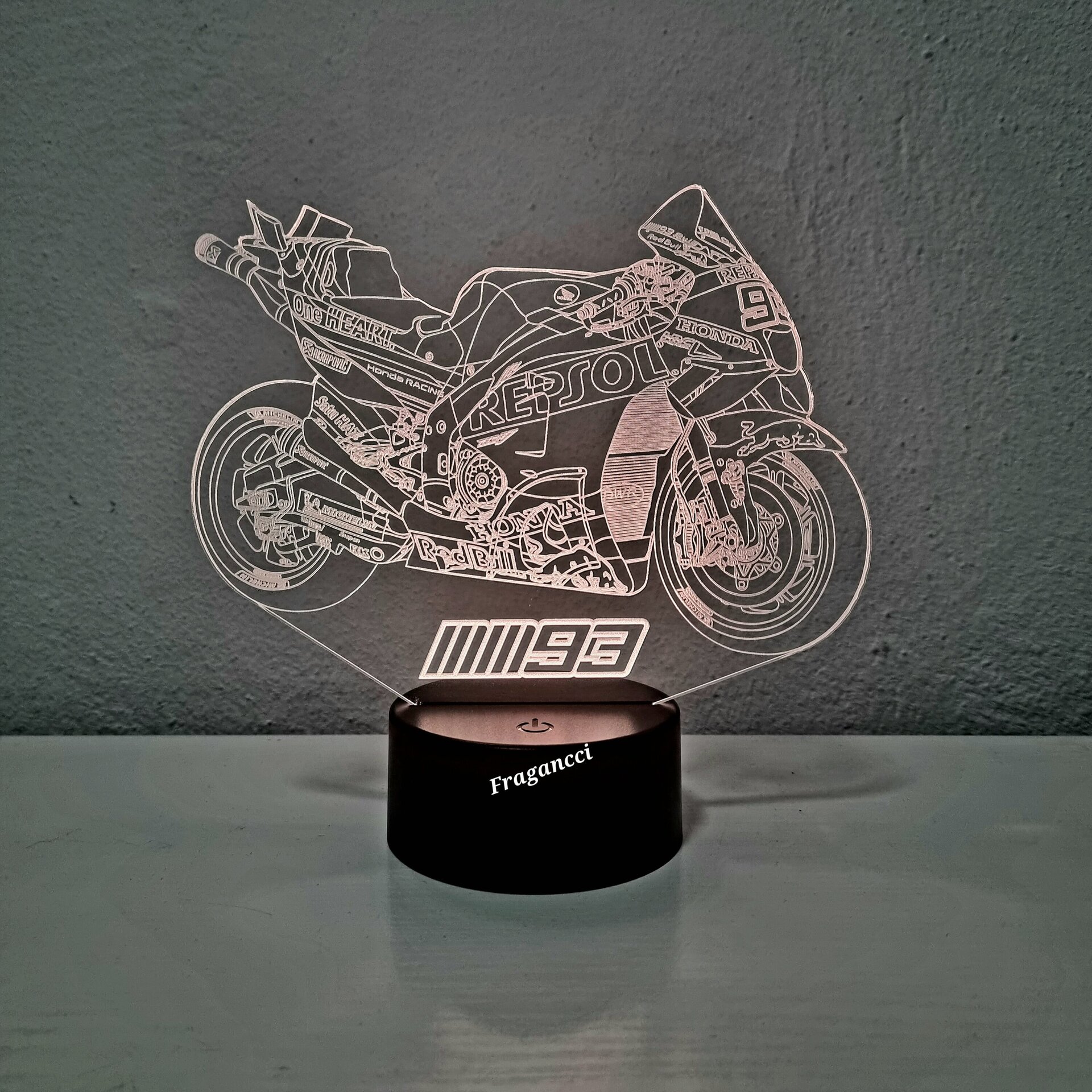 Lampara led 3d moto Hond a Rc213v 2023 personalizable Lámpara led sobremesa - 7