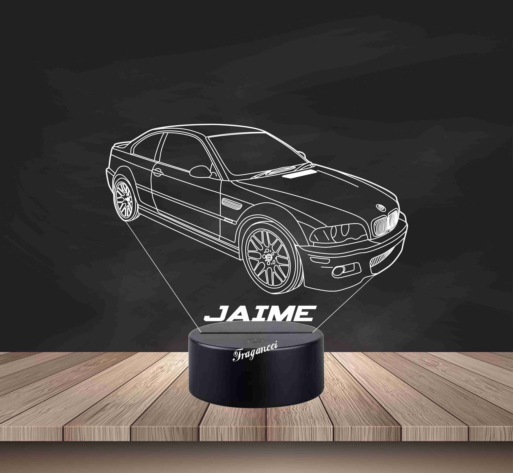 Lampara led 3d Bm w E46 Coupé personalizable, Lámpara led sobremesa - 2