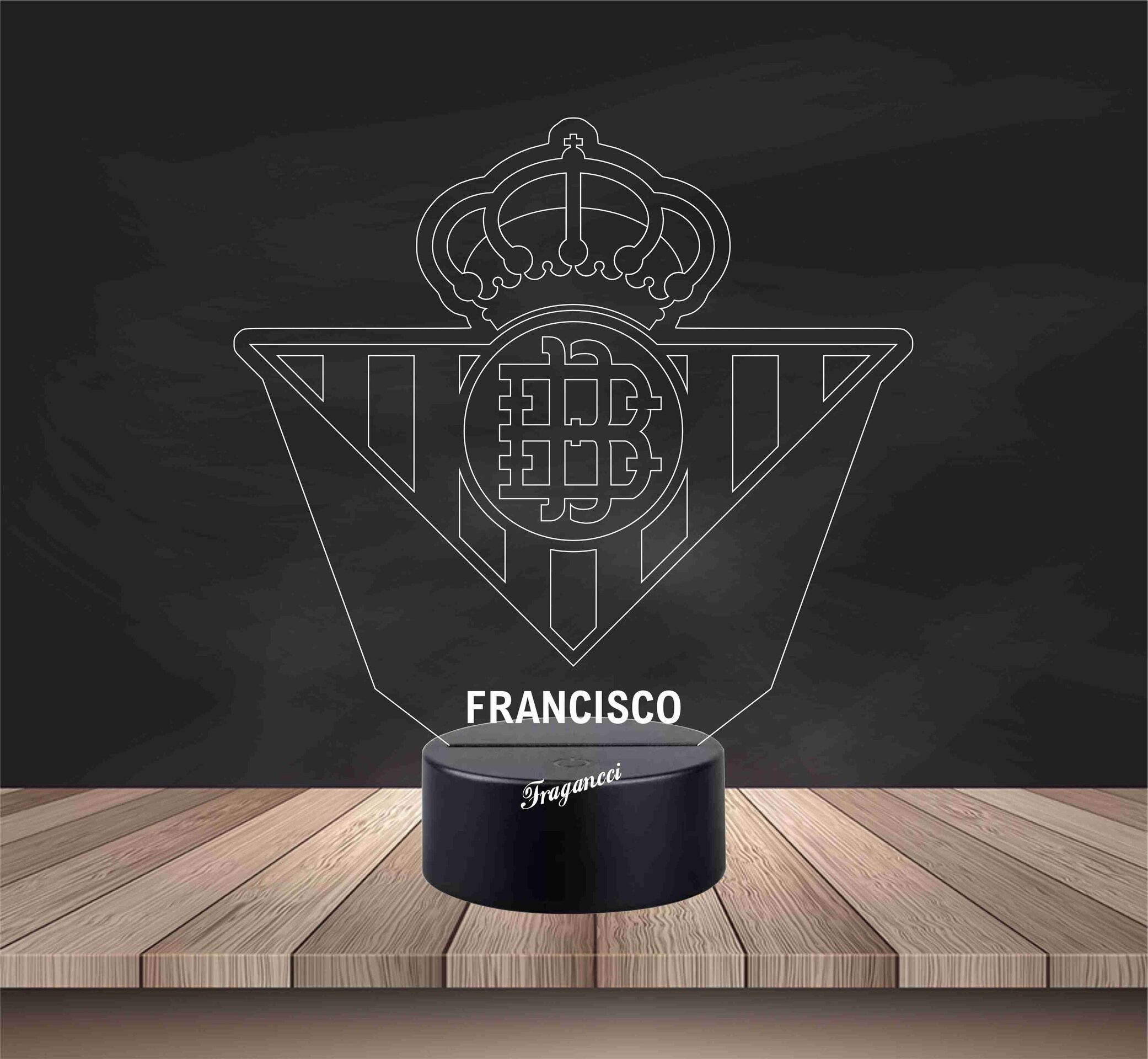Lampara led 3d Escudo Futbol R Betis personalizable, Lámpara led sobremesa - 2