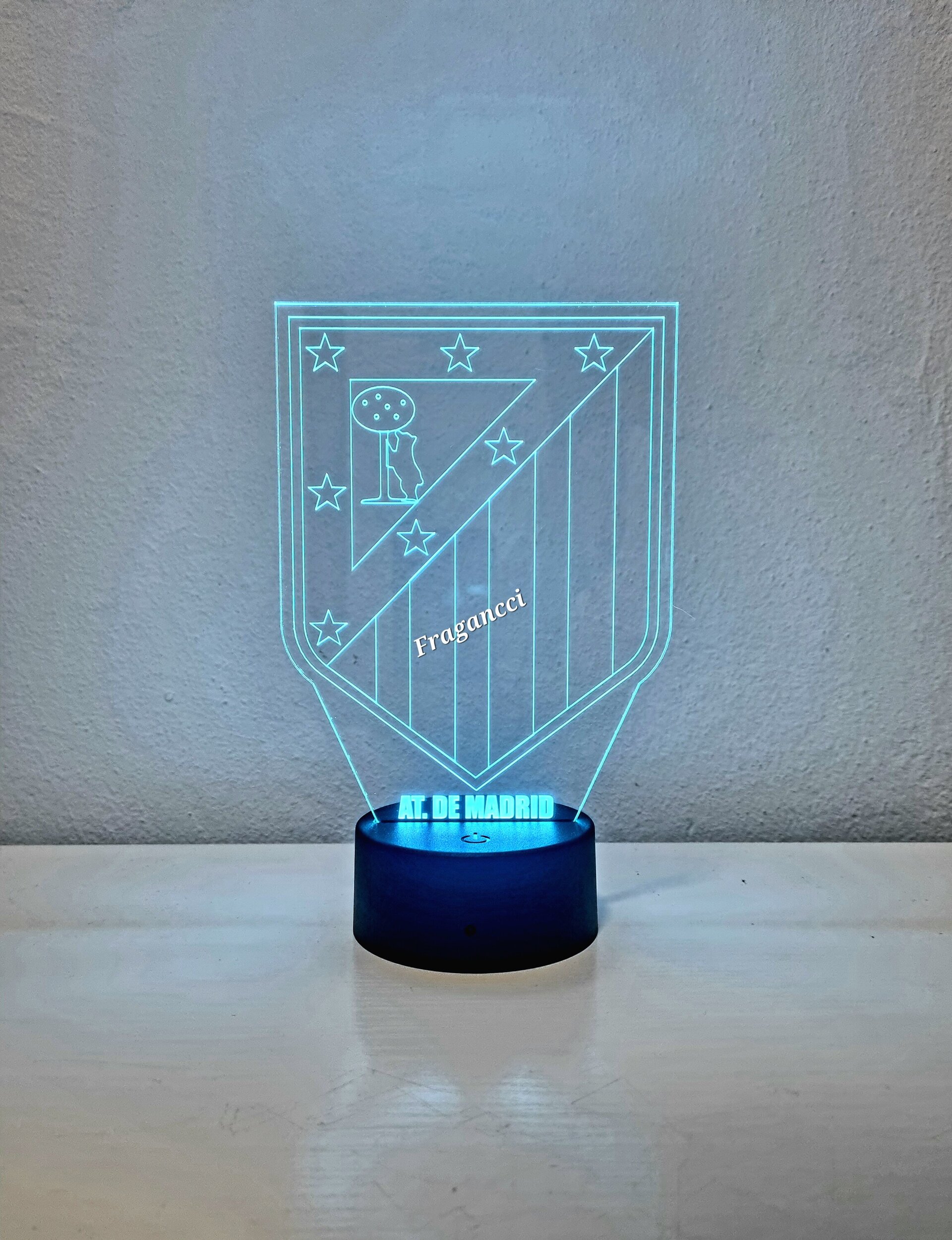 Lampara led 3d Escudo Futbol A de Madrid personalizable, Lámpara led sobremesa - 3