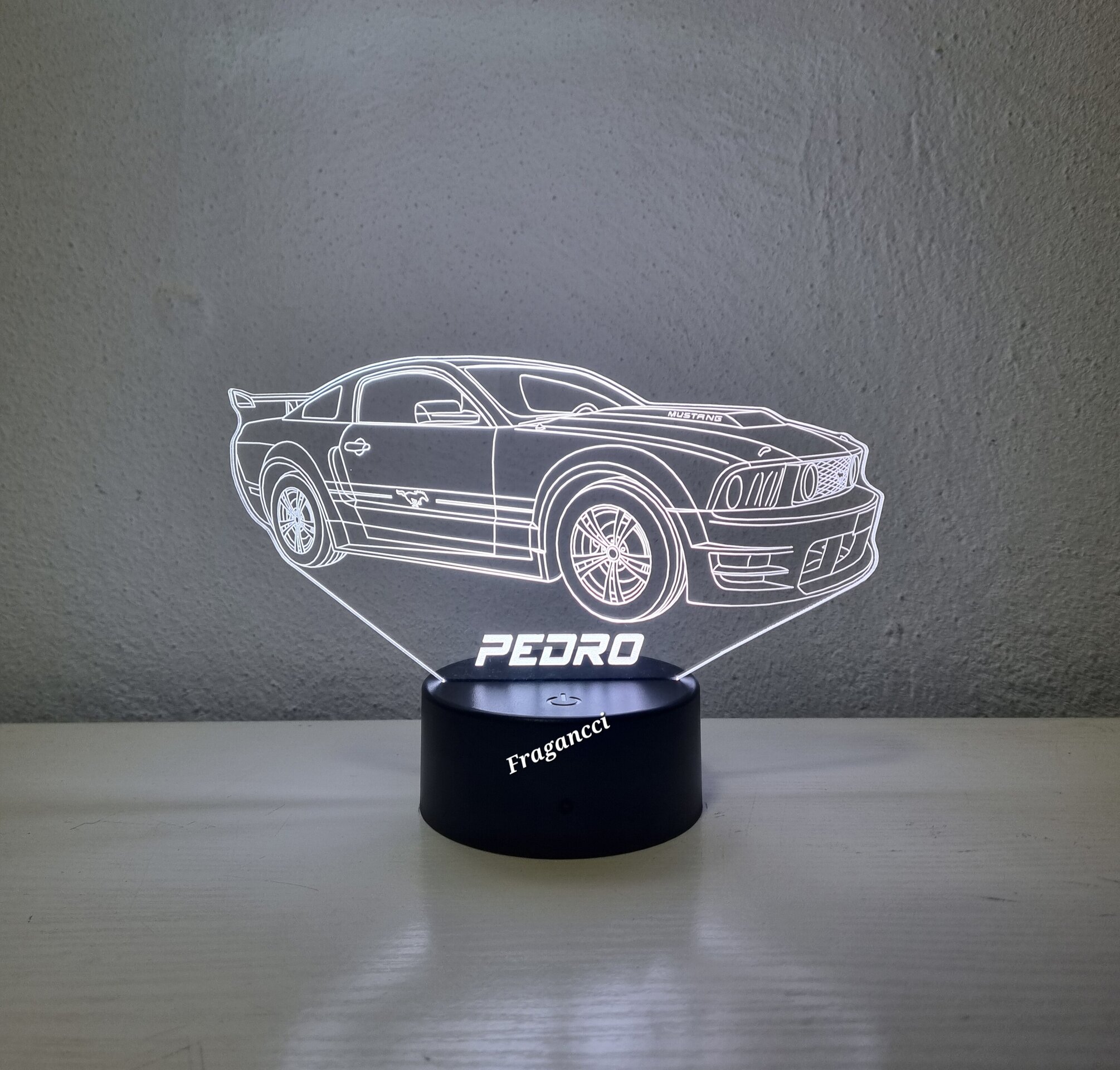 Lampara led 3d Coche For d Mustan g V personalizable, Lámpara led sobremesa - 3