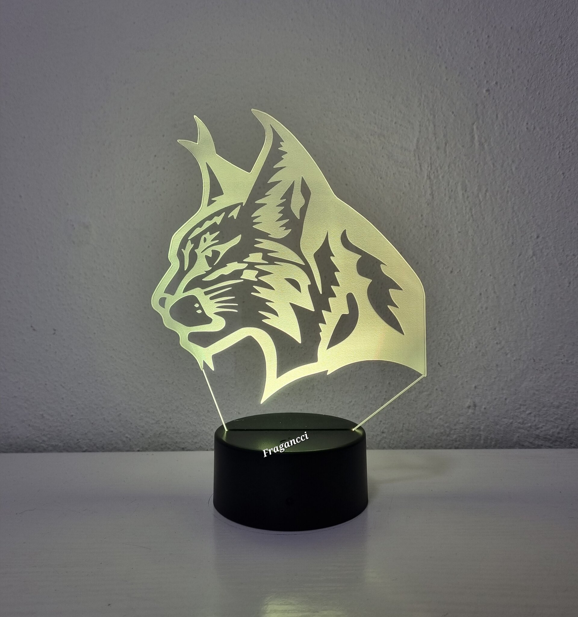 Lampara led 3d Animal Lince personalizable, Lámpara led sobremesa - 3