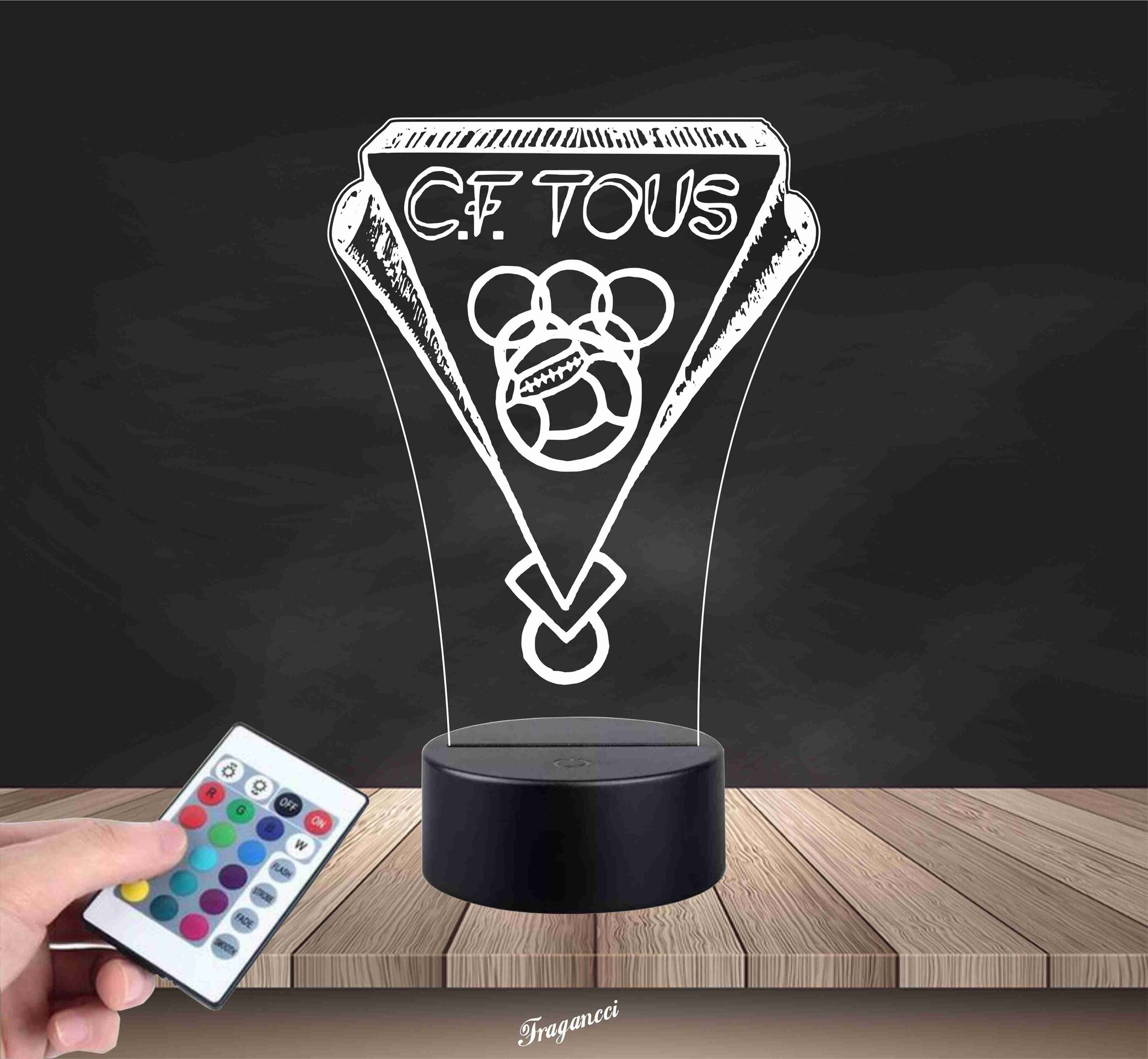 Lampara led 3d sobremesa con Escudo Futbol C.F. Tous personalizable - 2