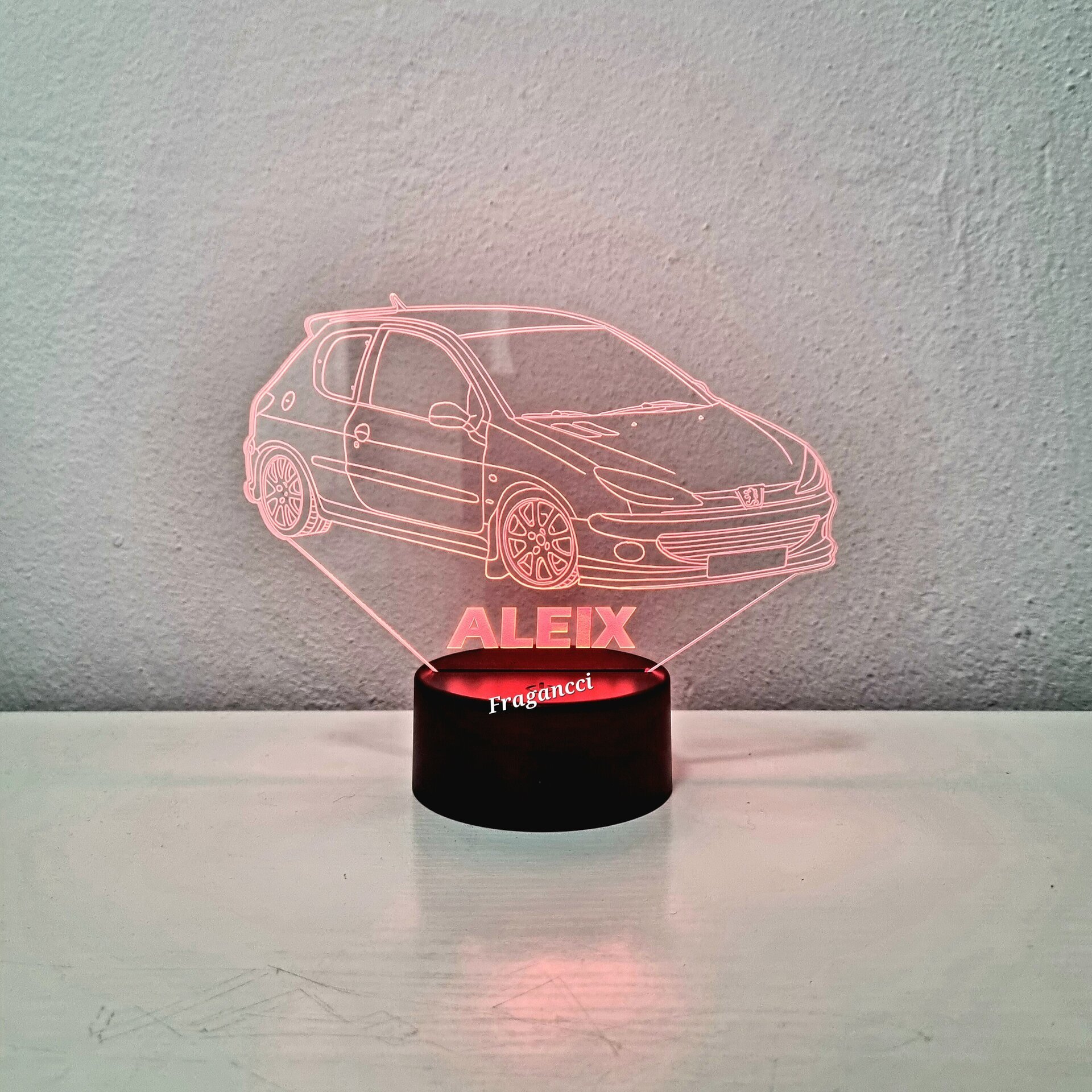 Lampara led 3d Peuge ot 206 Año 2000 personalizable, Lámpara led sobremesa - 6