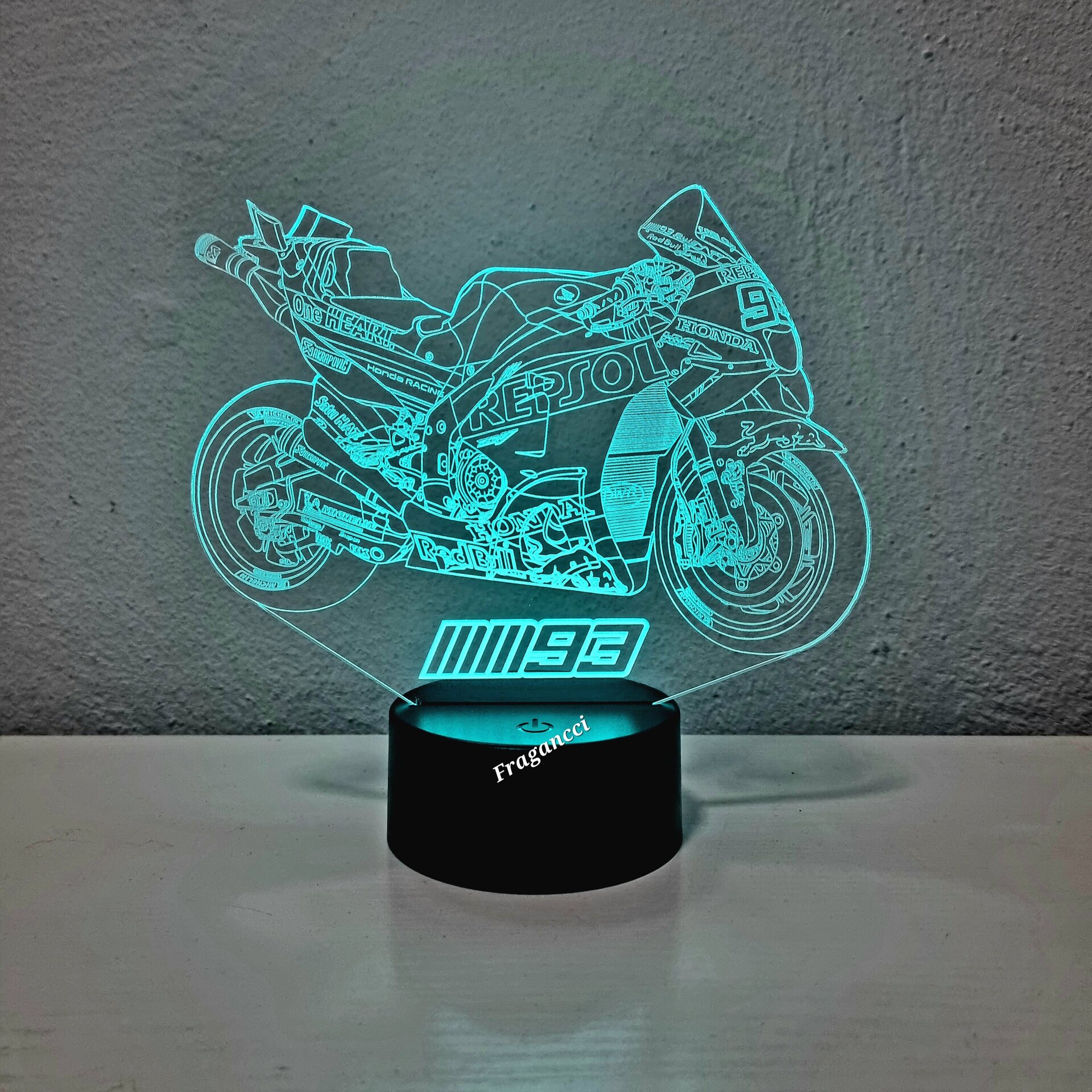 Lampara led 3d moto Hond a Rc213v 2023 personalizable Lámpara led sobremesa - 9