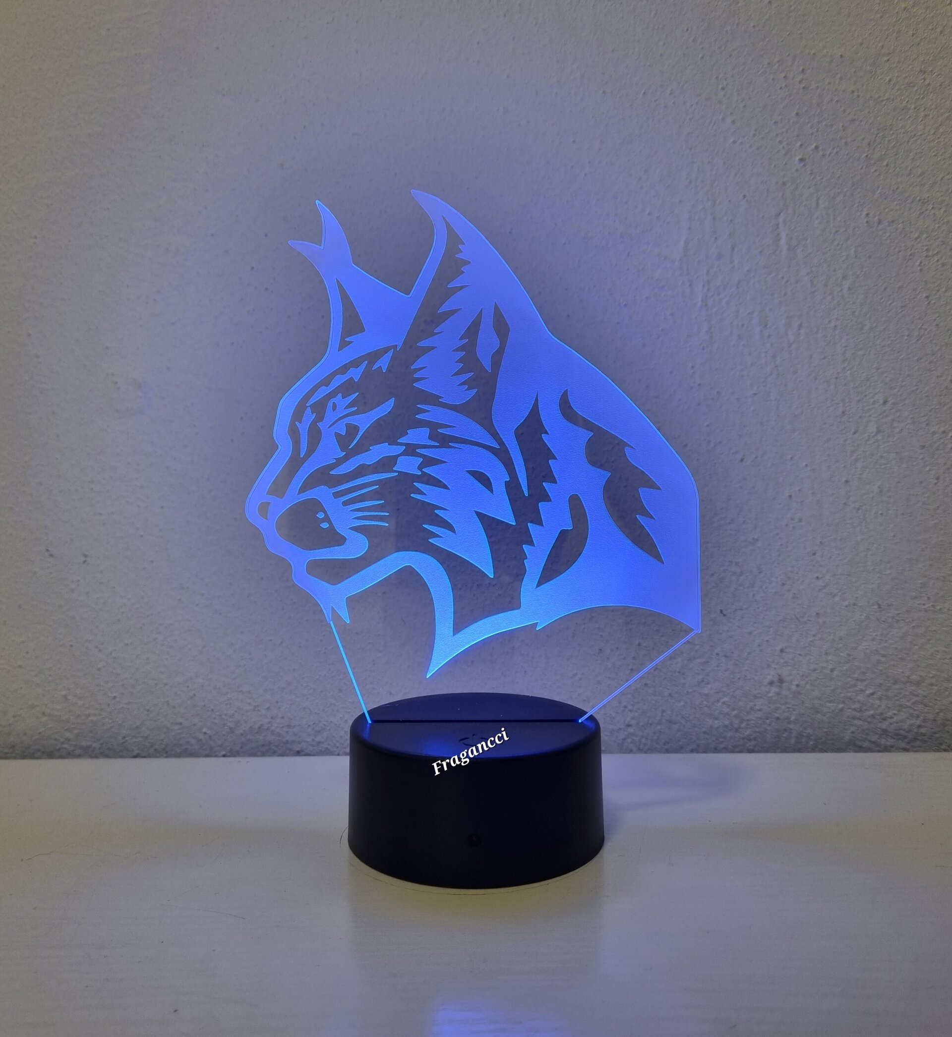Lampara led 3d Animal Lince personalizable, Lámpara led sobremesa - 7