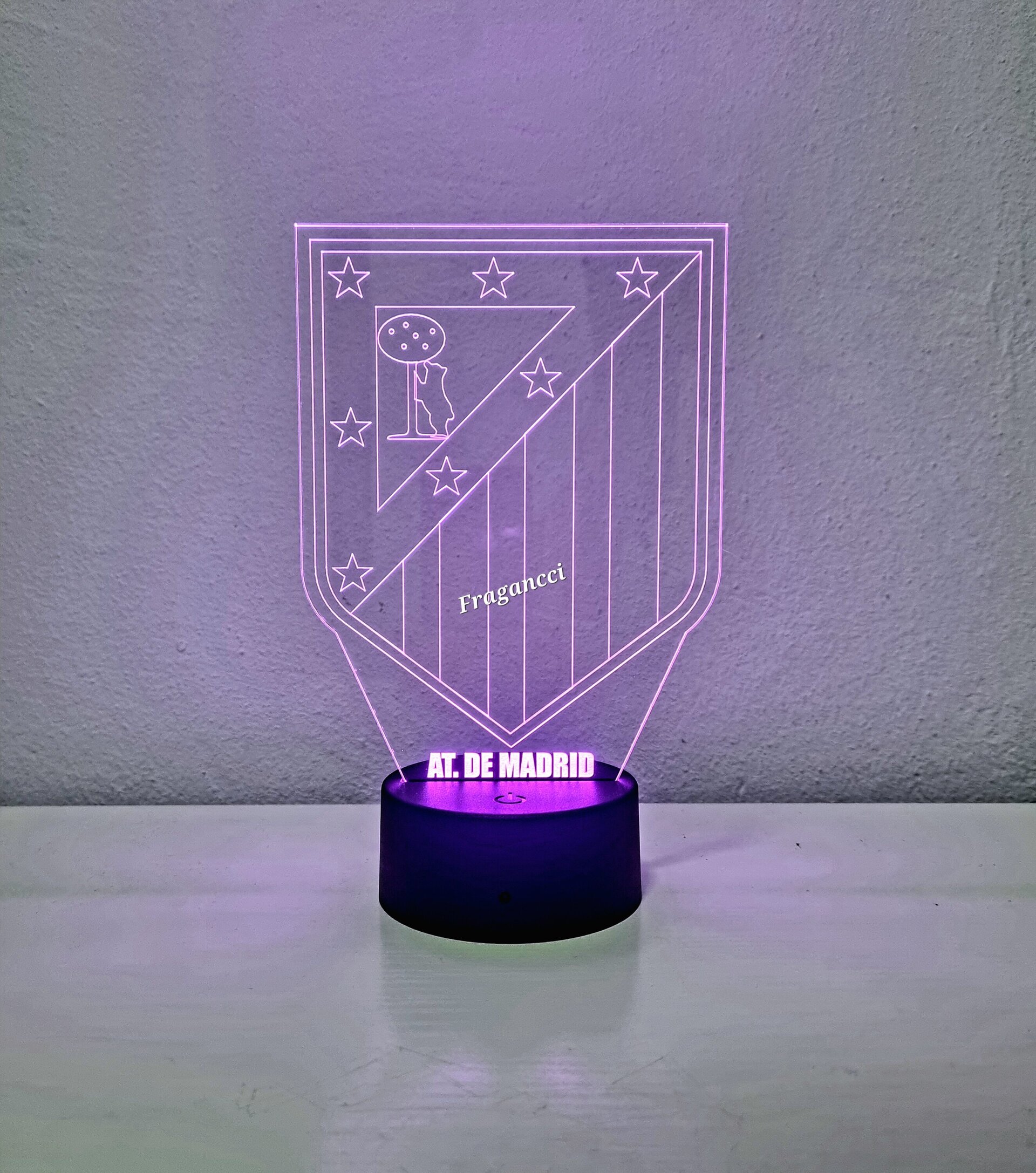 Lampara led 3d Escudo Futbol A de Madrid personalizable, Lámpara led sobremesa - 5
