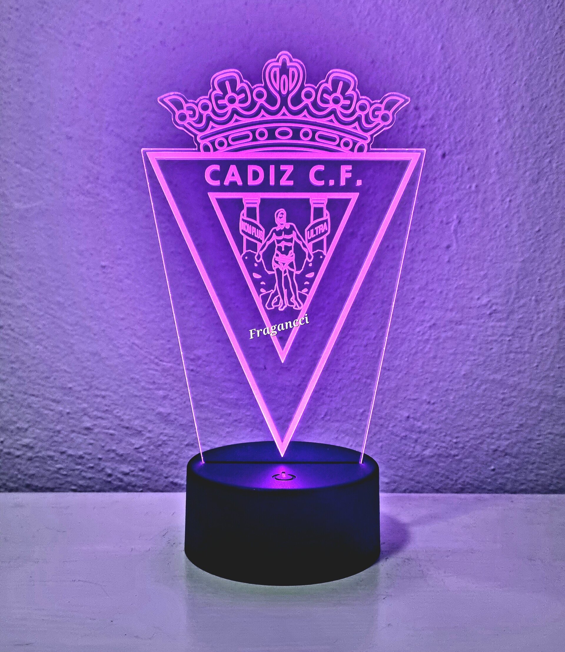 Lampara led 3d Escudo Futbol Cadiz personalizable, Lámpara led sobremesa - 4