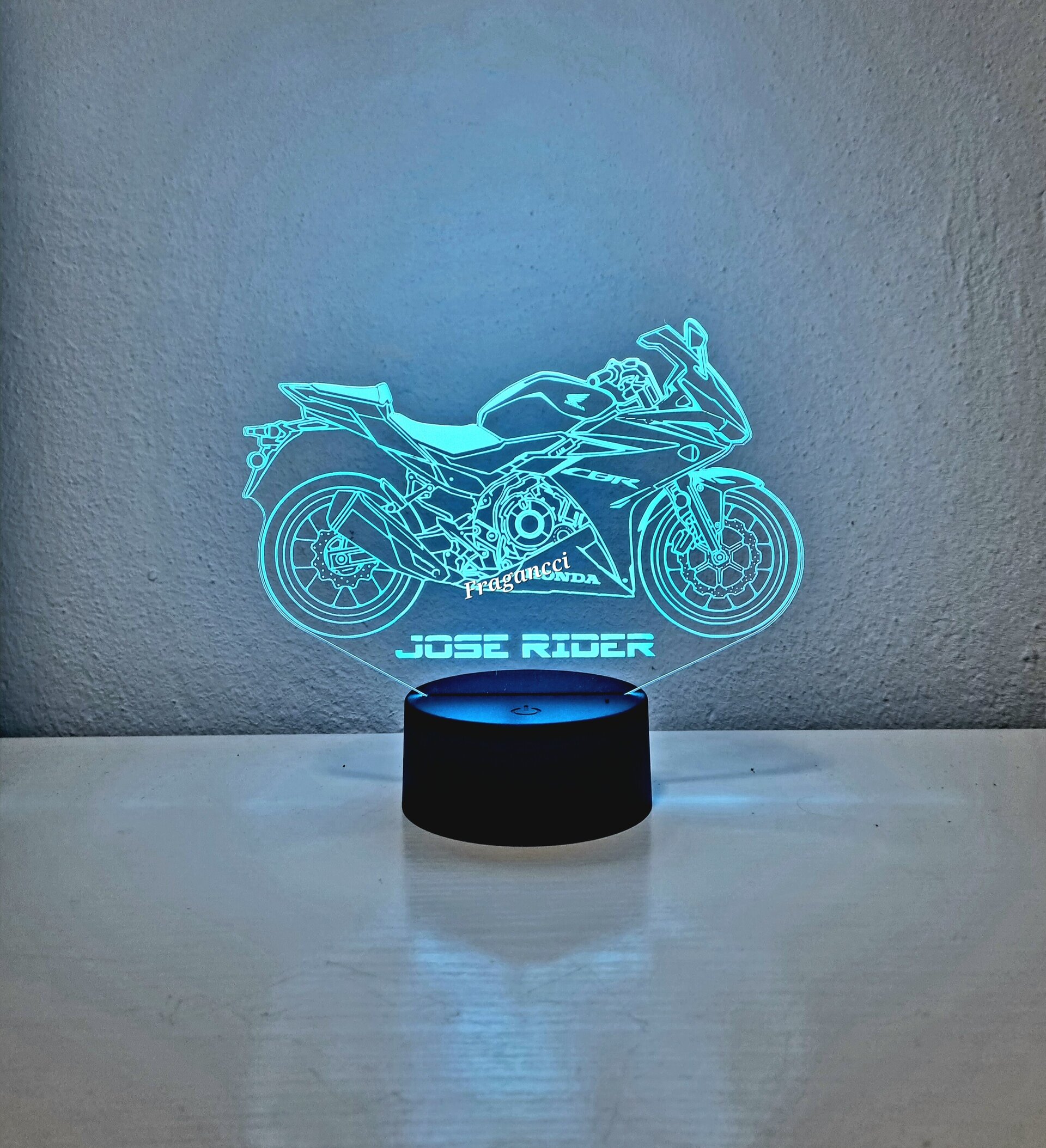 Lampara led 3d moto Hond a Cbr 500 R personalizable, Lámpara led sobremesa - 4