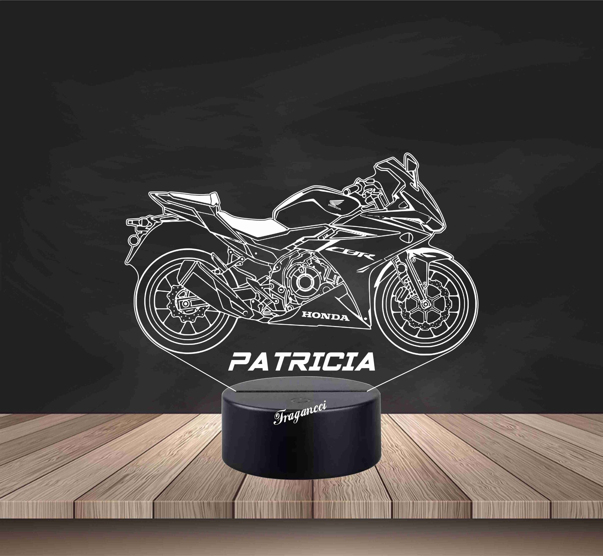 Lampara led 3d moto Hond a Cbr 500 R personalizable, Lámpara led sobremesa - 2