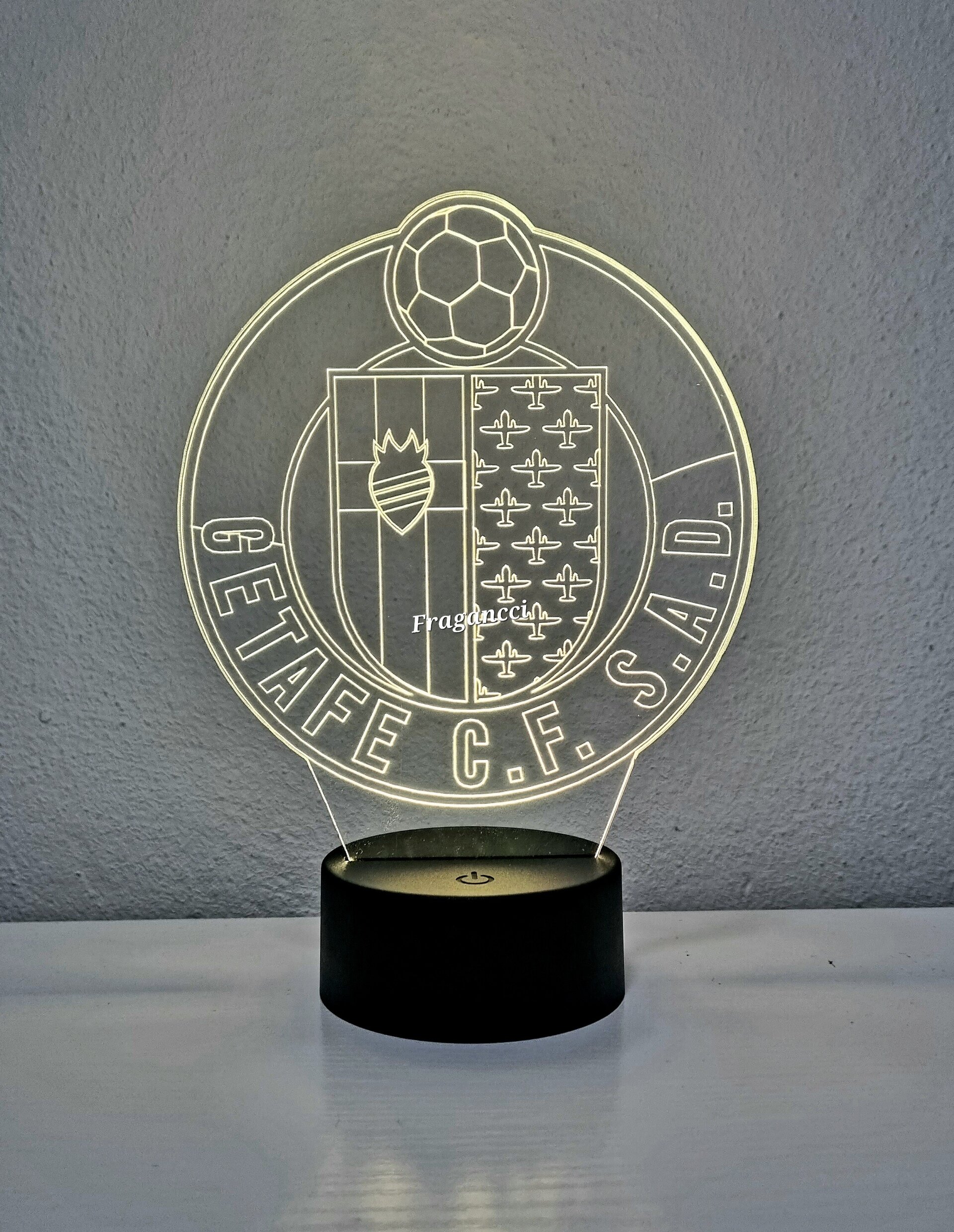 Lampara led 3d Escudo Futbol Getafe personalizable, Lámpara led sobremesa - 3