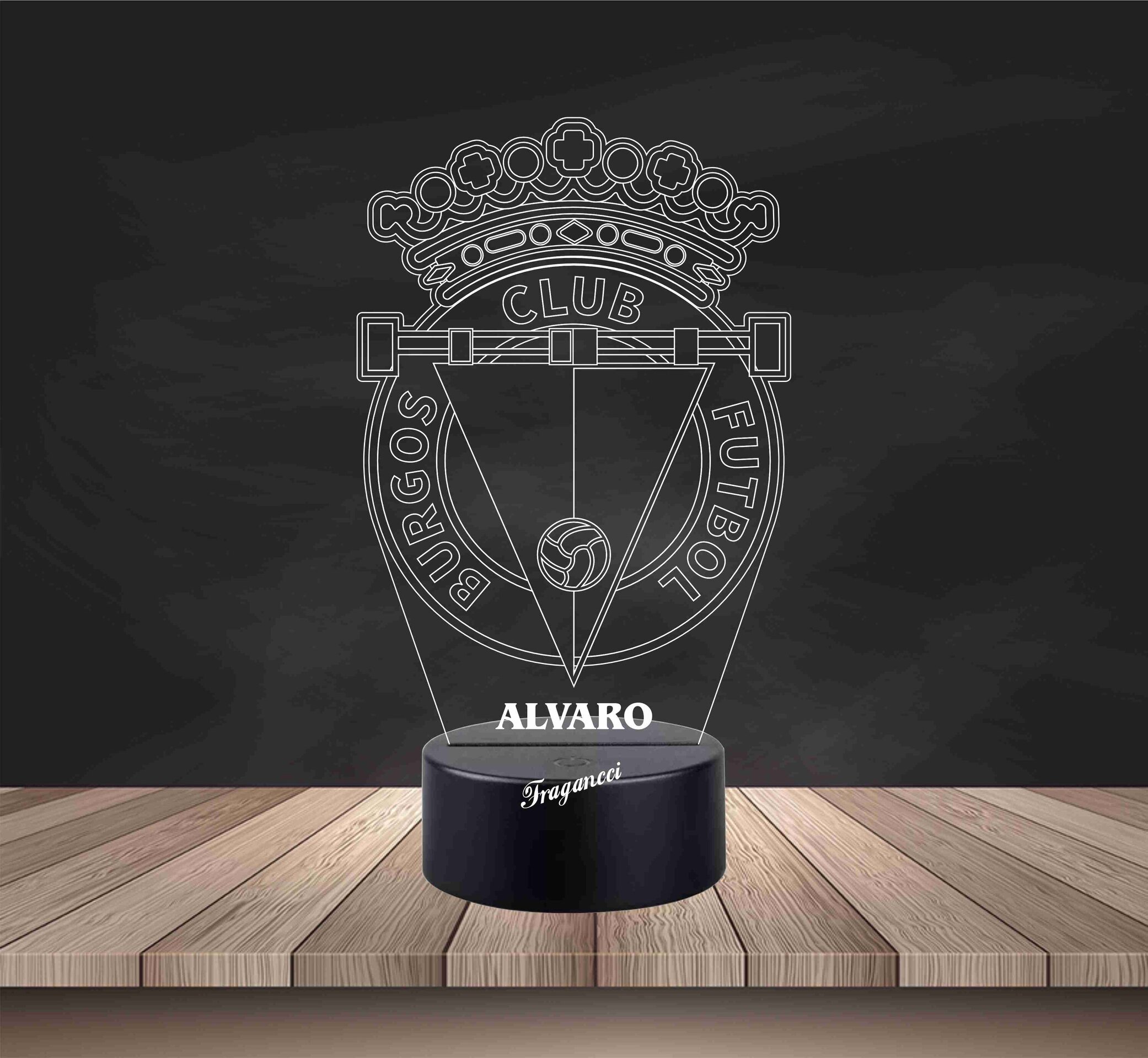Lampara led 3d Escudo Futbol R Burgos personalizable, Lámpara led sobremesa - 2