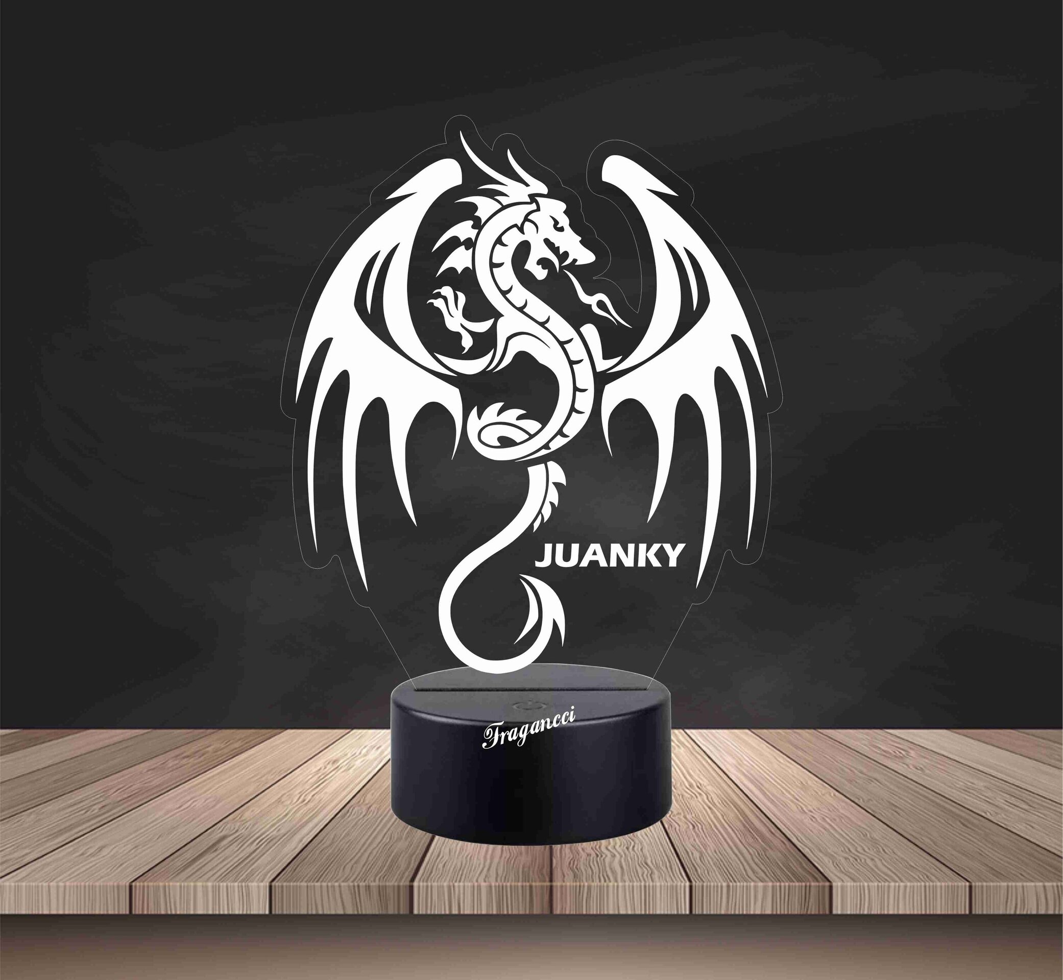 Lampara led 3d Animal Dragón personalizable, Lámpara led sobremesa - 2