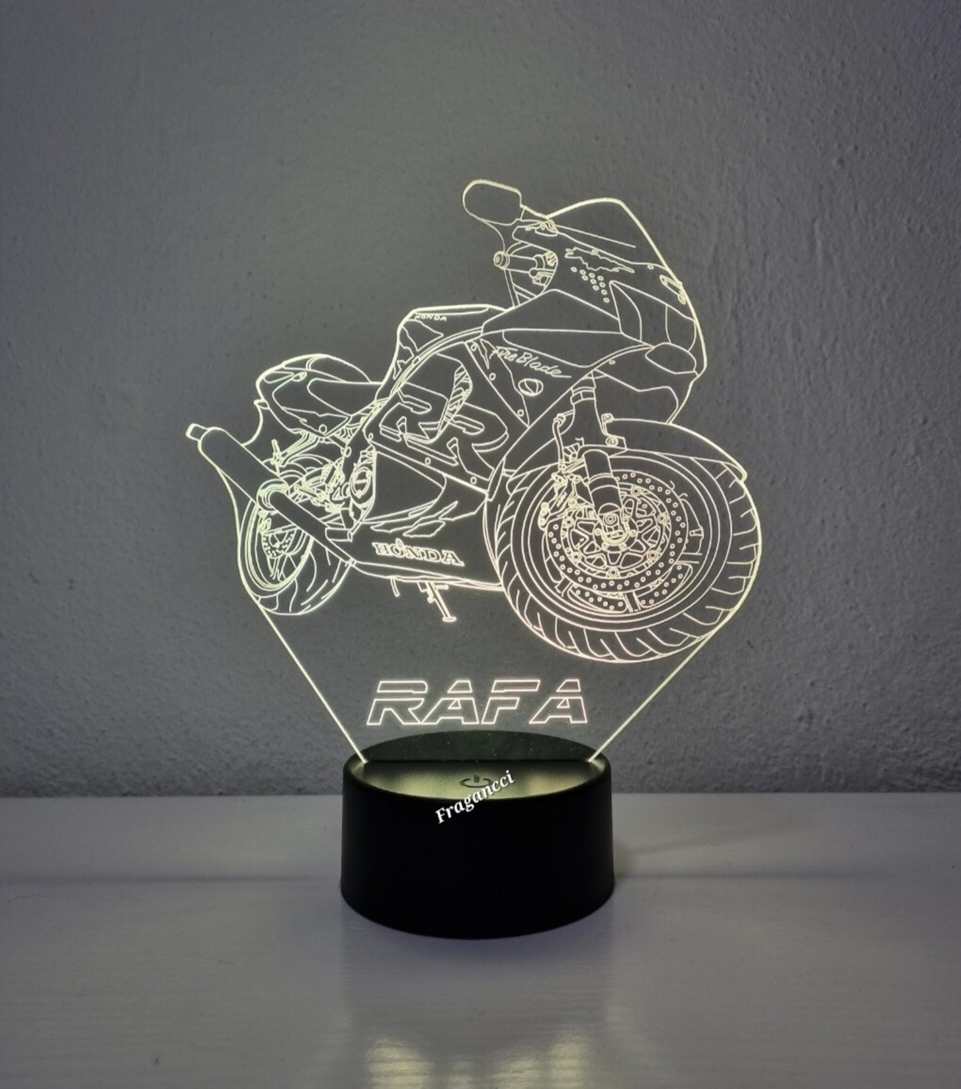 Lampara led 3d moto Hond a Cbr 919 RR 1999 personalizable, Lámpara led sobremesa - 7