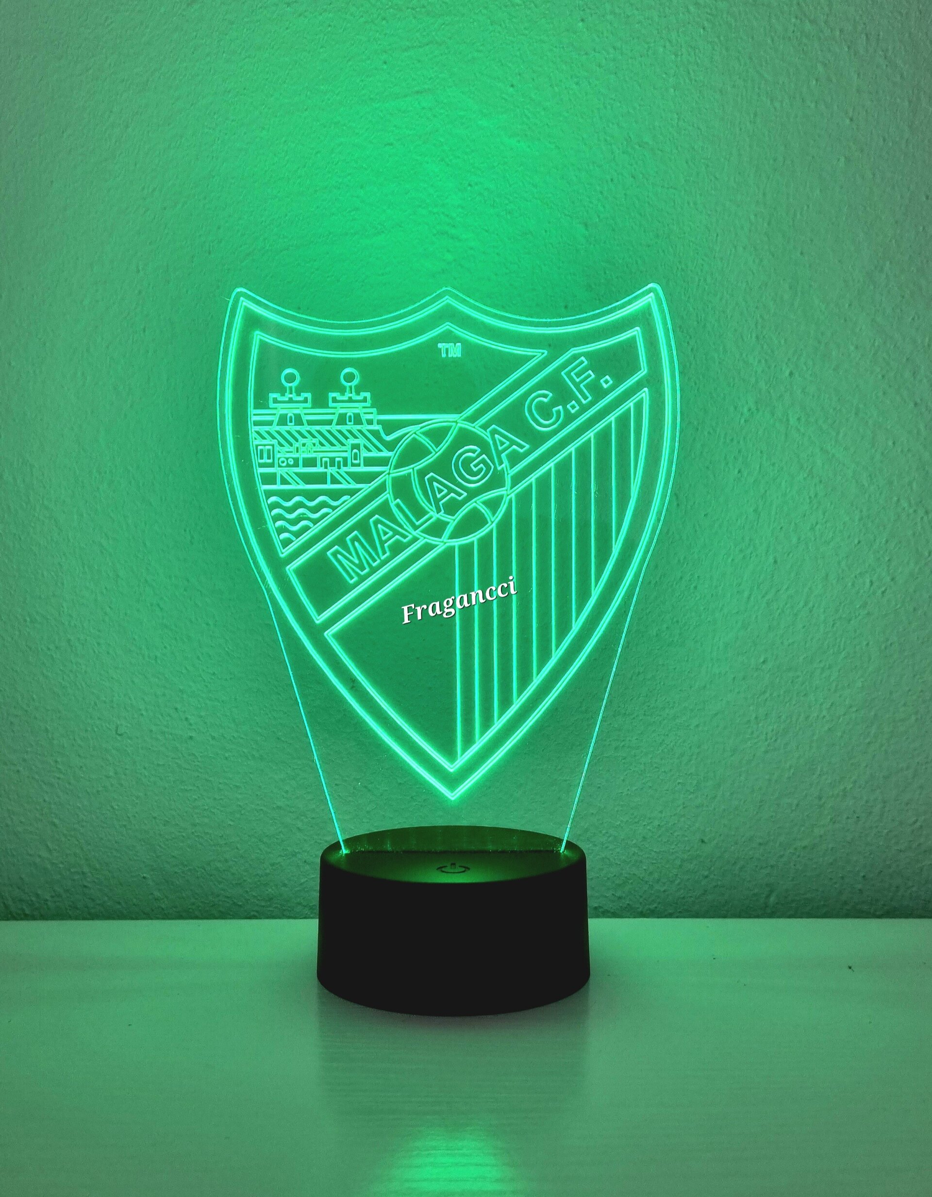 Lampara led 3d Escudo Futbol Malaga personalizable, Lámpara led sobremesa - 8