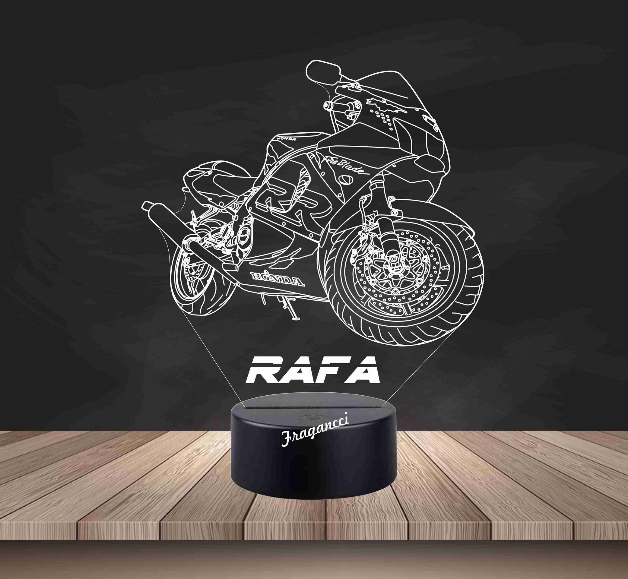 Lampara led 3d moto Hond a Cbr 919 RR 1999 personalizable, Lámpara led sobremesa - 2