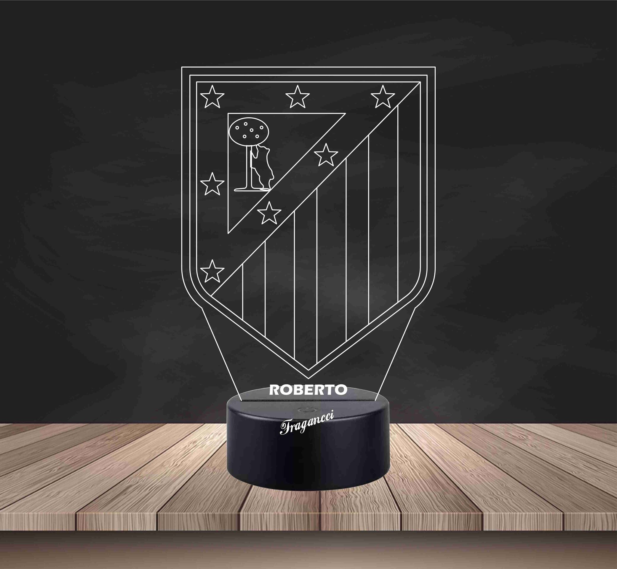 Lampara led 3d Escudo Futbol A de Madrid personalizable, Lámpara led sobremesa - 2