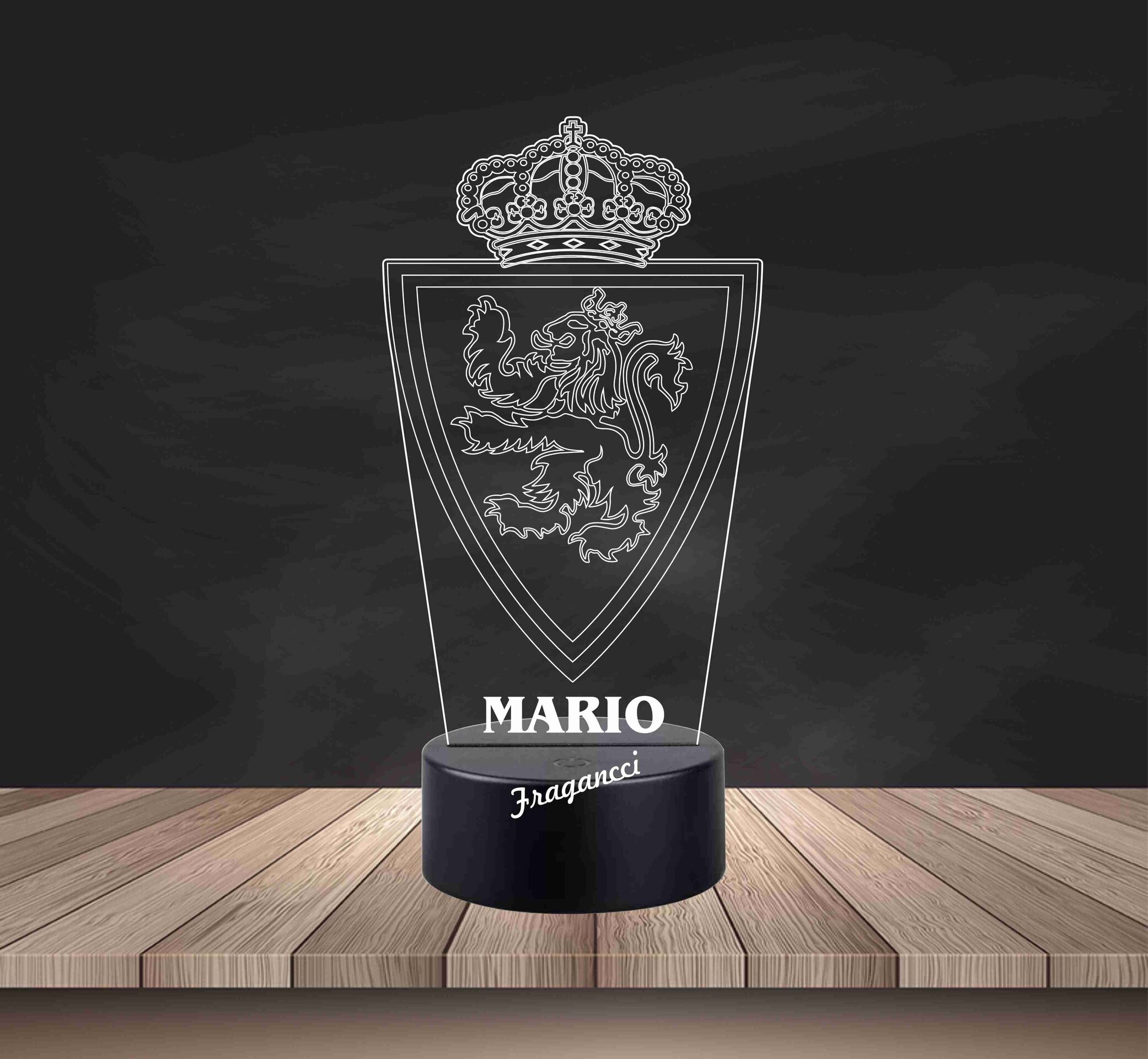 Lampara led 3d Escudo Futbol Zaragoza personalizable, Lámpara led sobremesa - 2