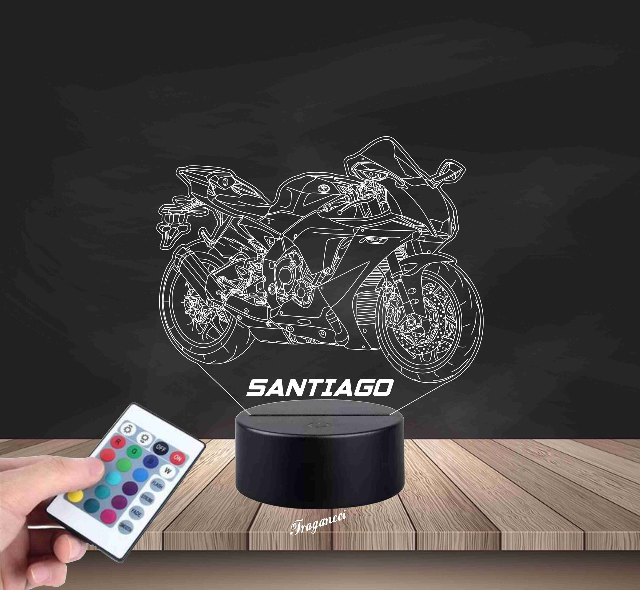 Lampara led 3d Moto Yamah a R1 2024 personalizable, Lámpara led sobremesa YZF - 2