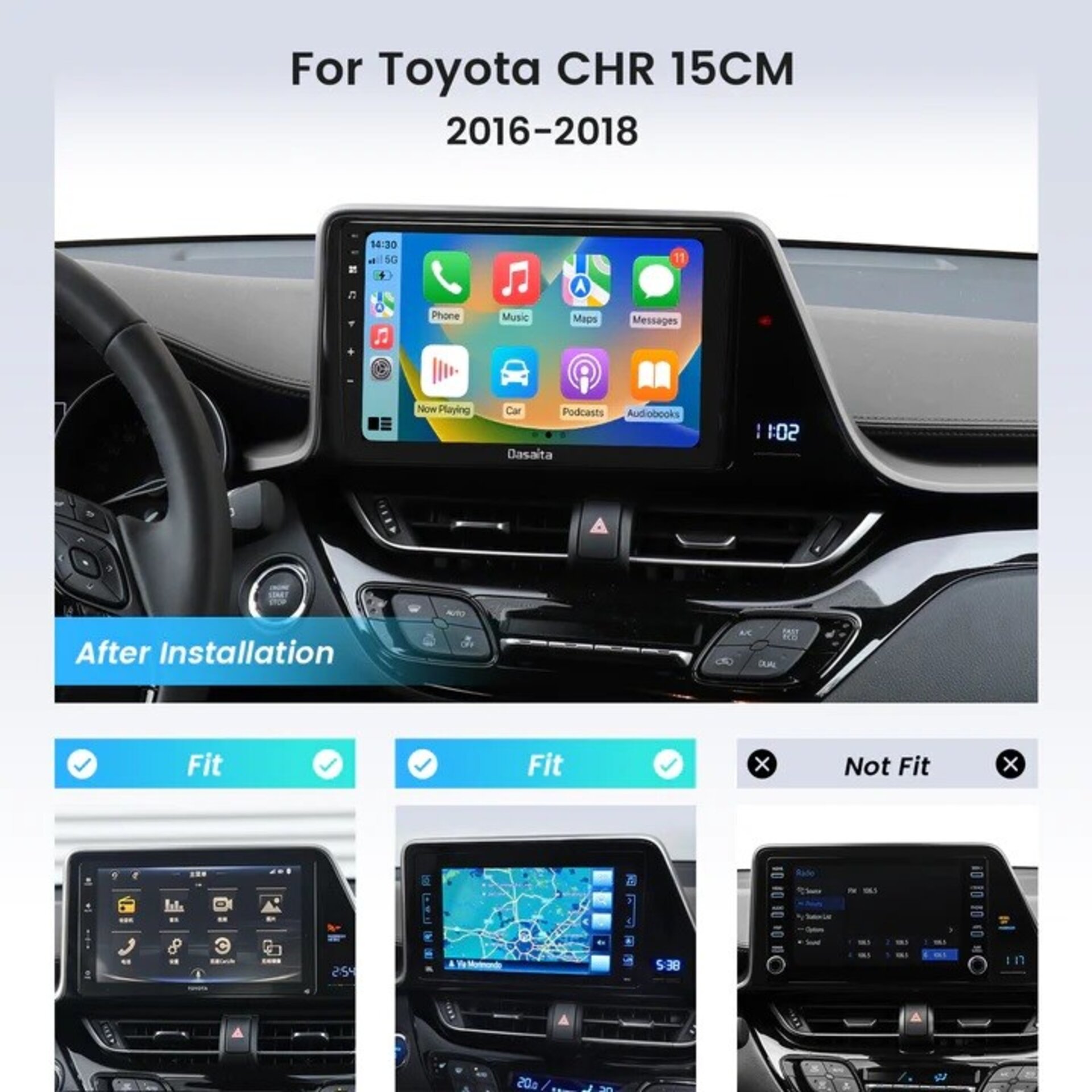 Dasaita Android12 Toyota CHR 2016-20 Qualcomm 665 Wifi+4G LTE | 4G/8G+64G/256 GB - 2