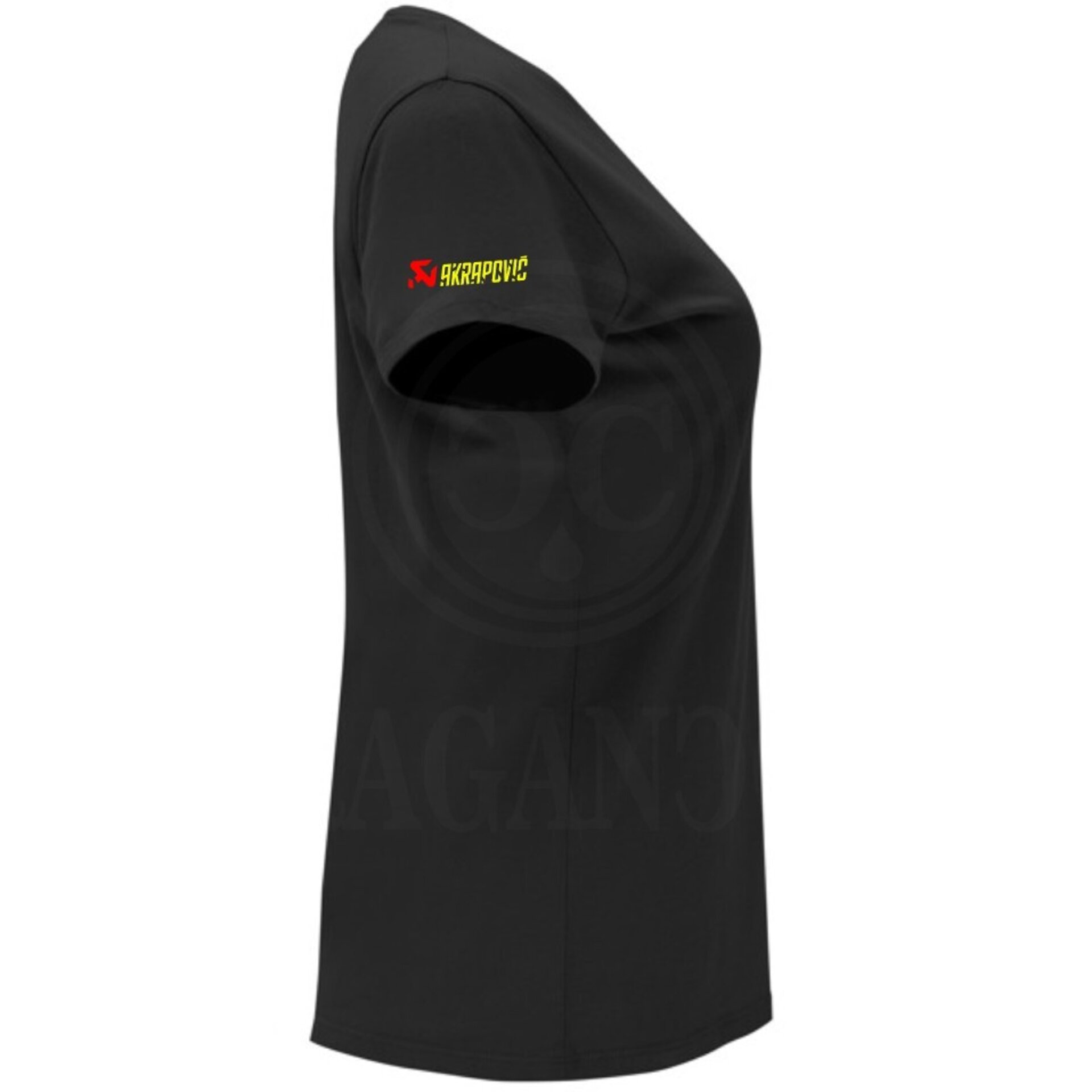 Camiseta negra de algodón para mujer y hombre con logos del mundo motor. Mod. YH - 8