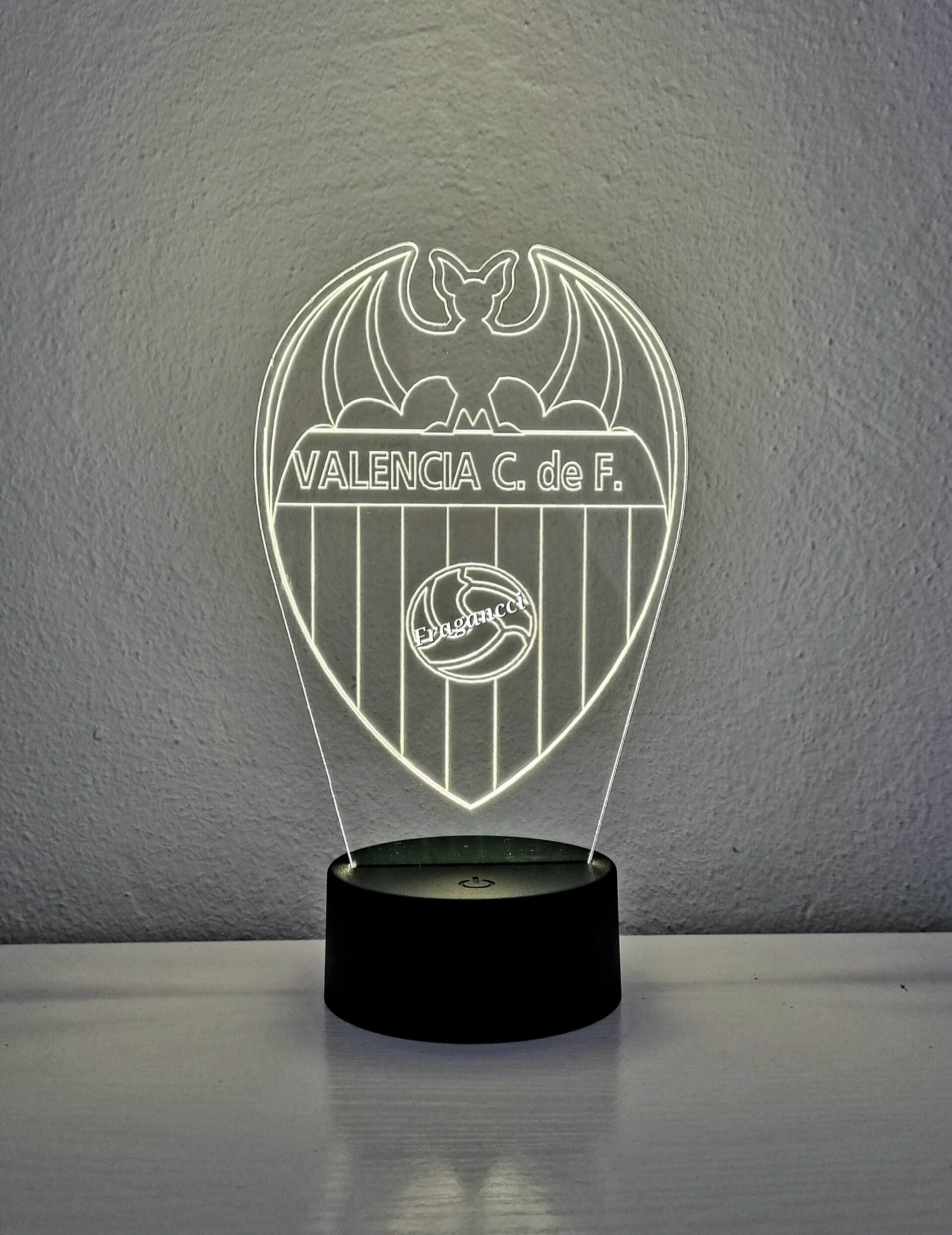 Lampara led 3d Escudo Futbol Valencia personalizable, Lámpara led sobremesa - 7